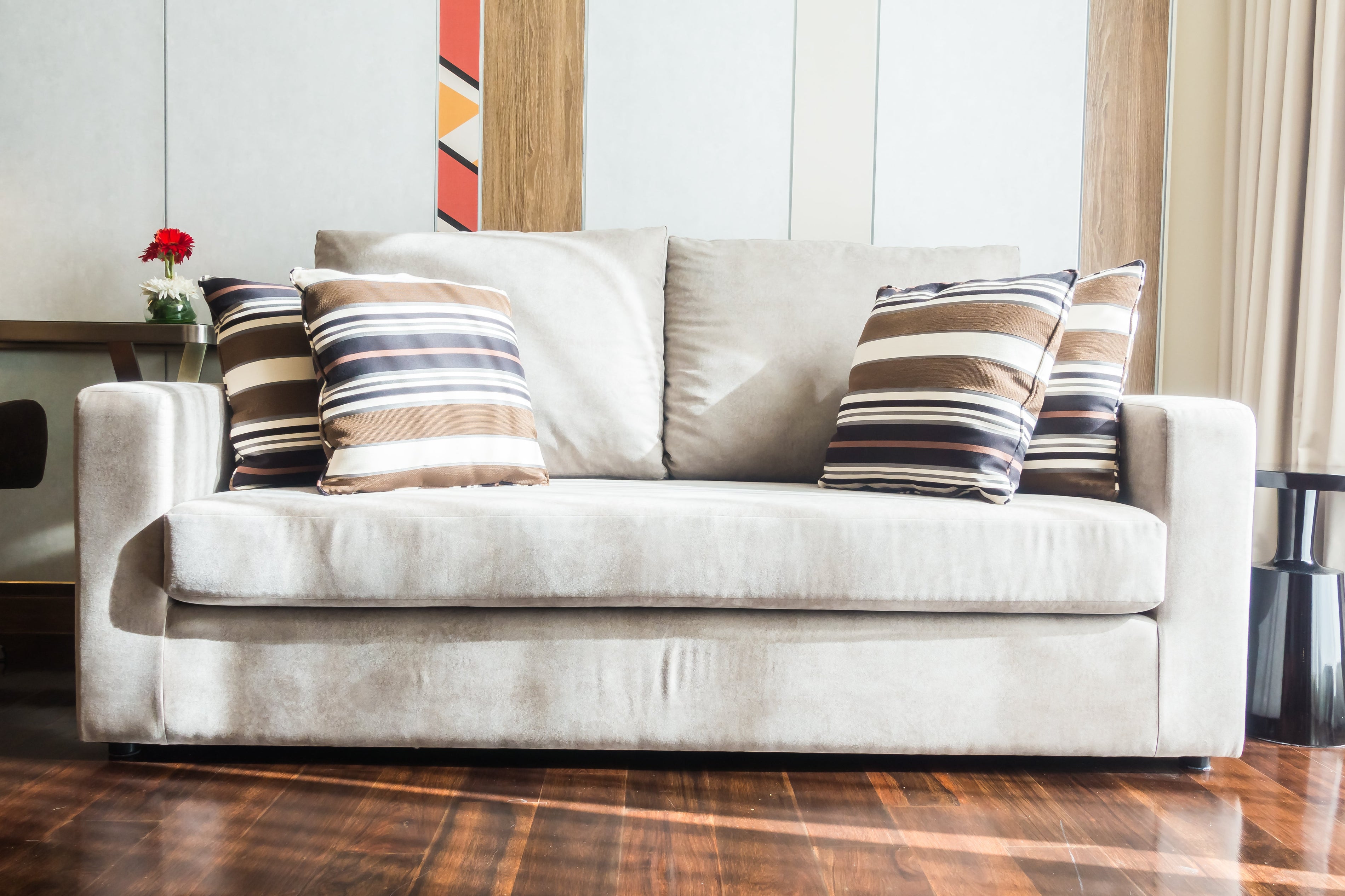 Sofa ready to be moved carefully