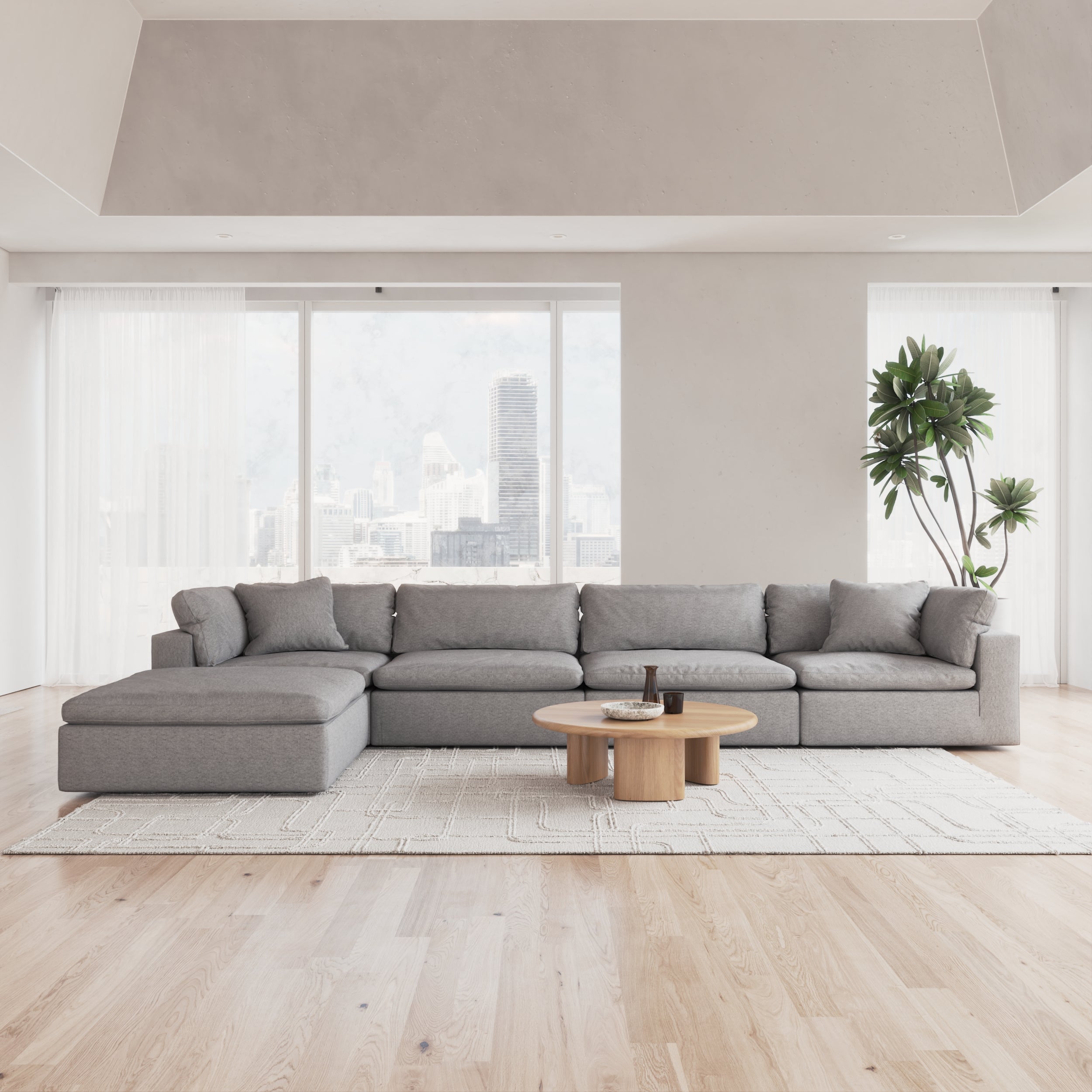 CloudForm™ 4-Seater + Ottoman Modular L-Sofa | Anthracite