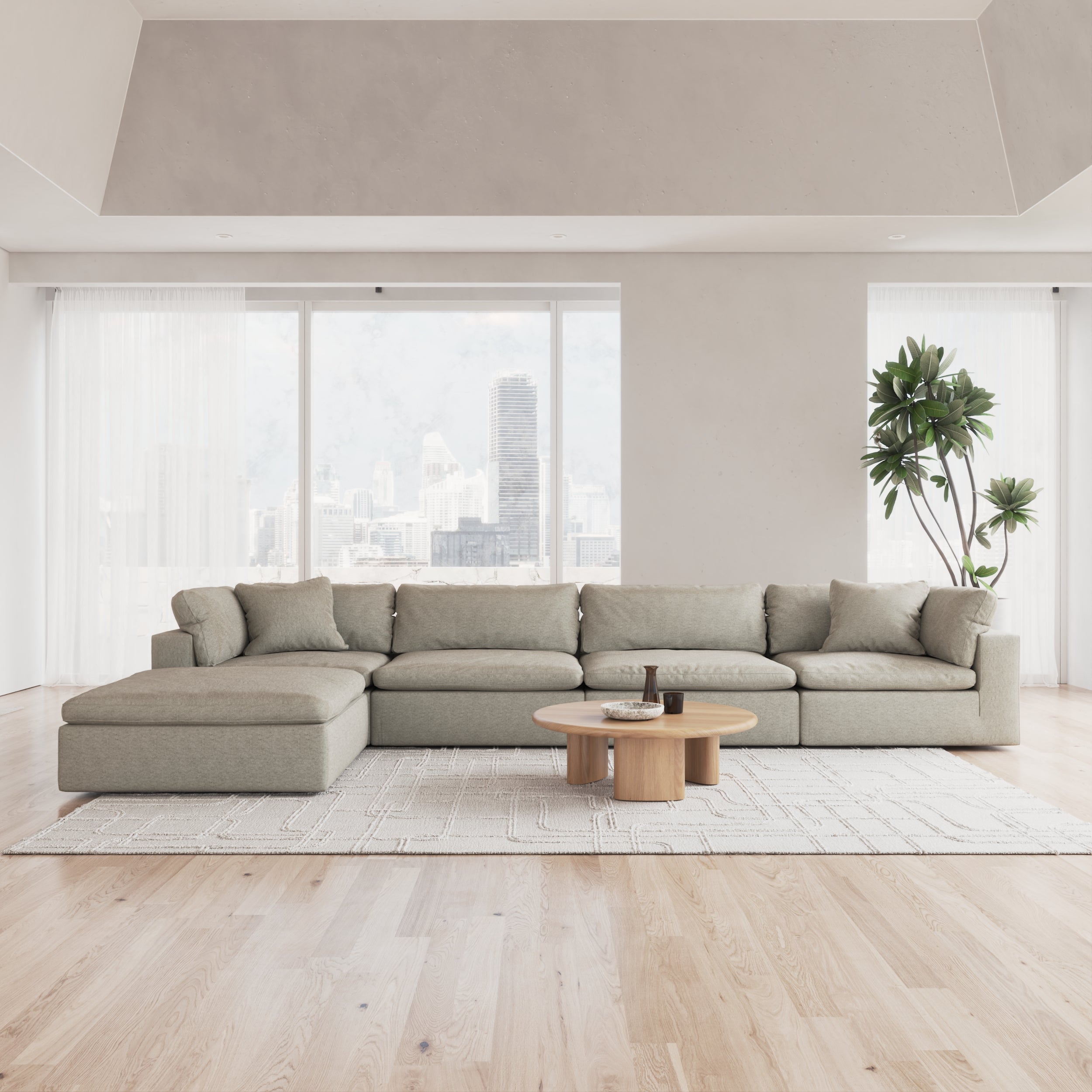 CloudForm™ 4-Seater + Ottoman Modular L-Sofa | Khaki
