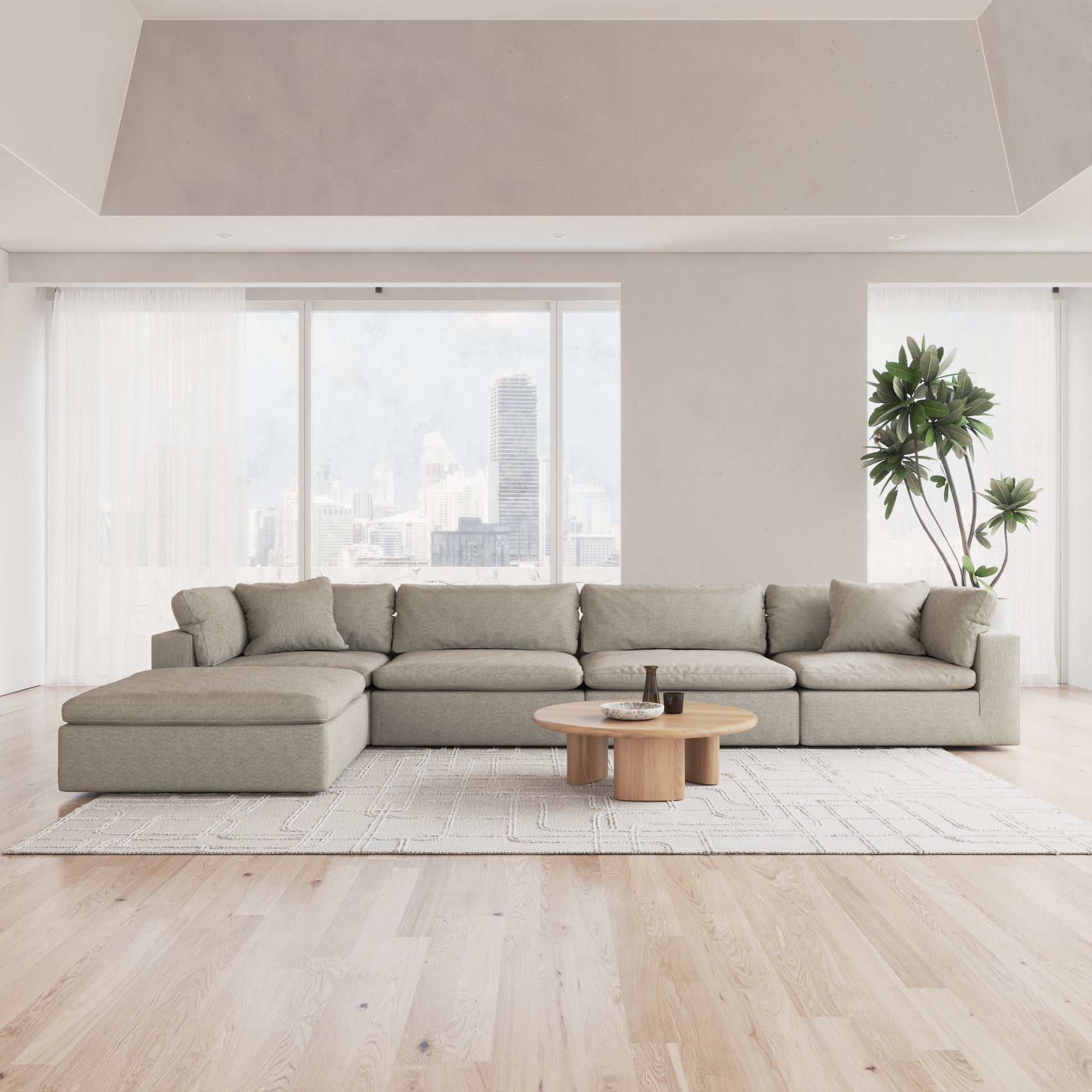 CloudForm™ 4-Seater + Ottoman Modular L-Sofa | Khaki