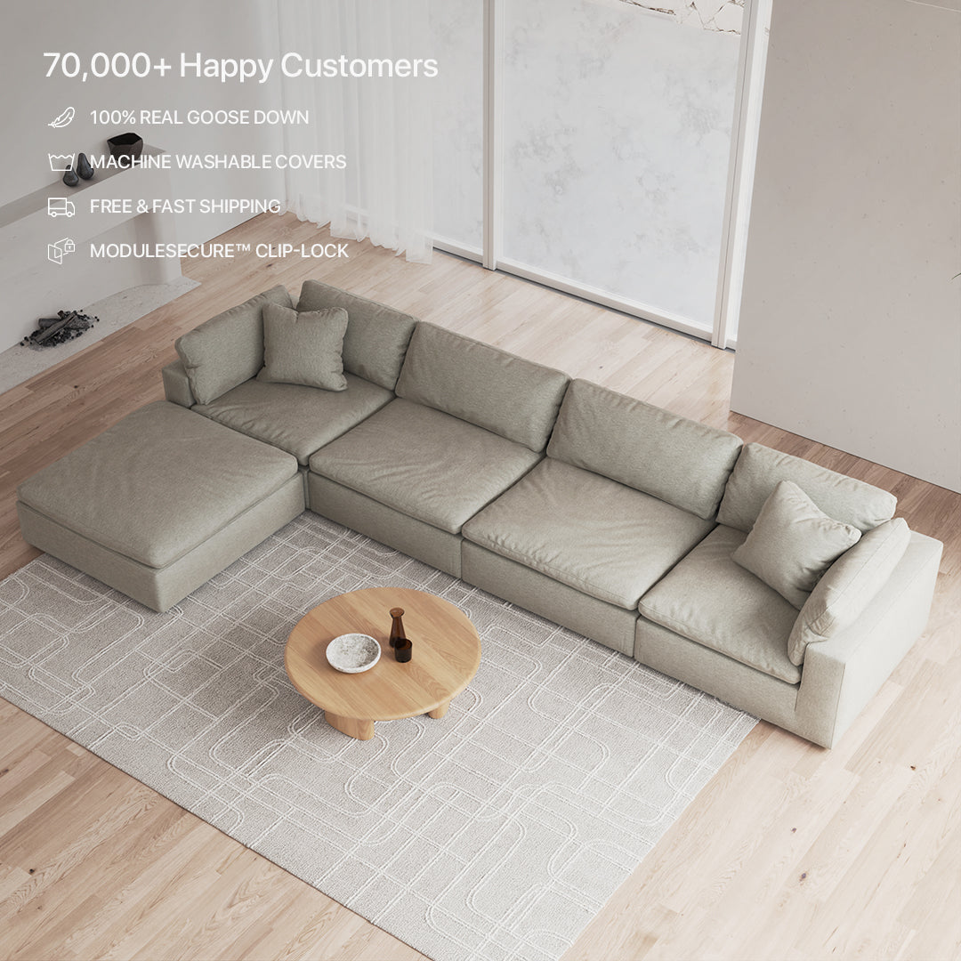 CloudForm™ 4-Seater + Ottoman Modular L-Sofa | Khaki