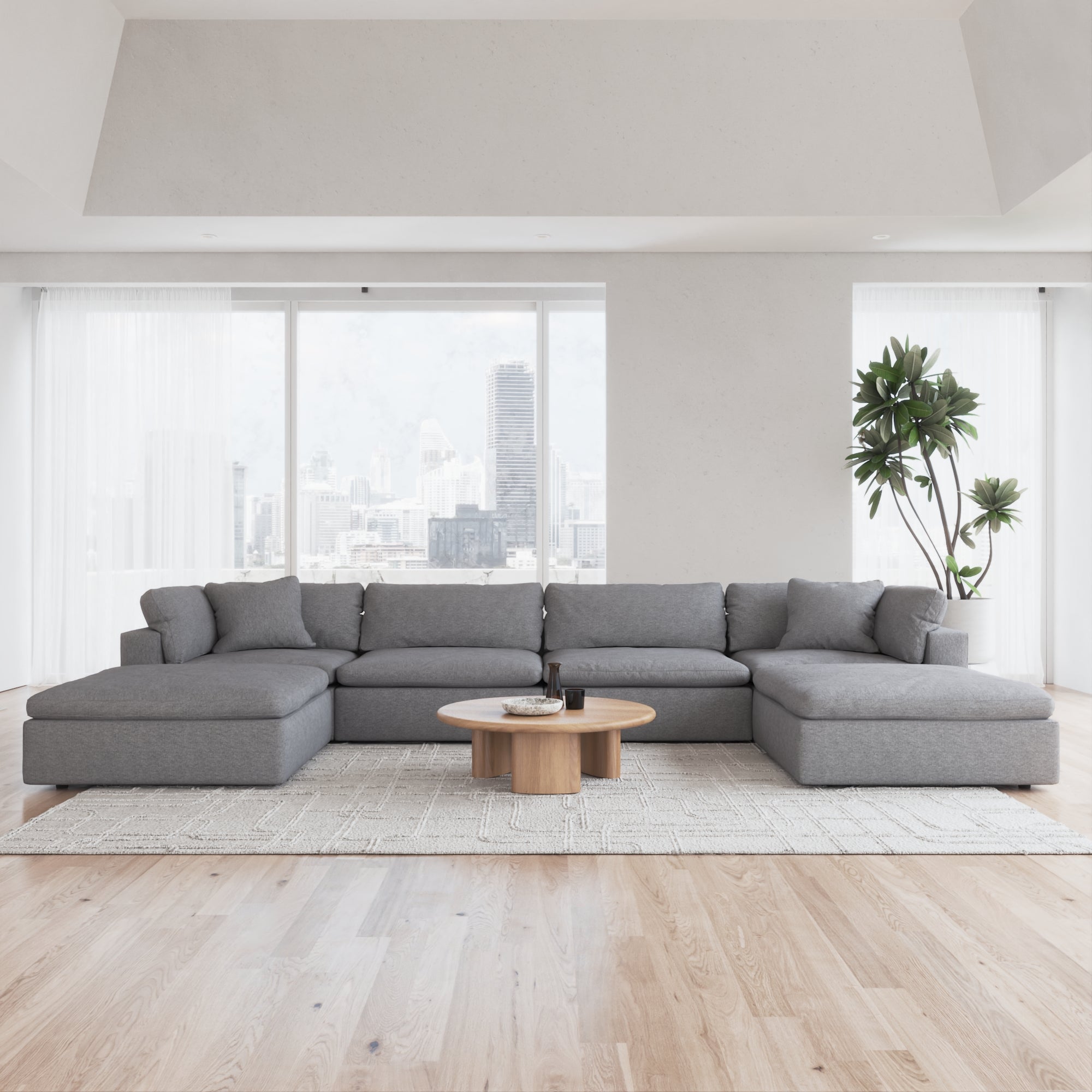 CloudForm™ 4-Seater + Ottoman Modular U-Sofa | Anthracite