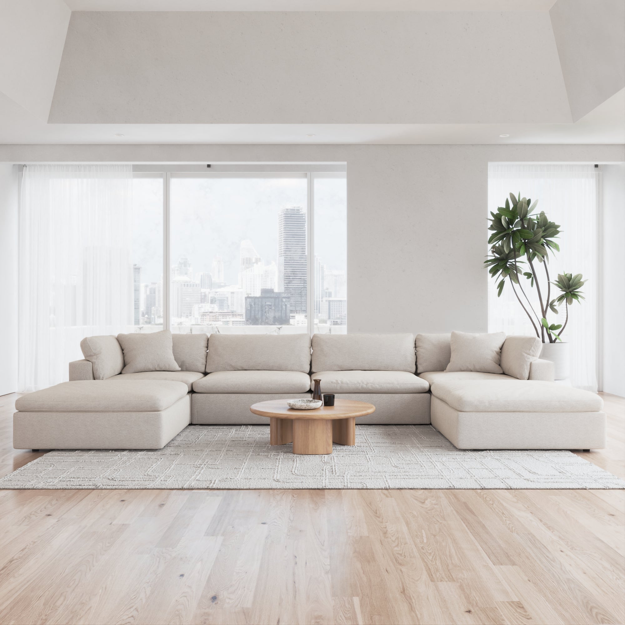 CloudForm™ 4-Seater + Ottoman Modular U-Sofa | Cream