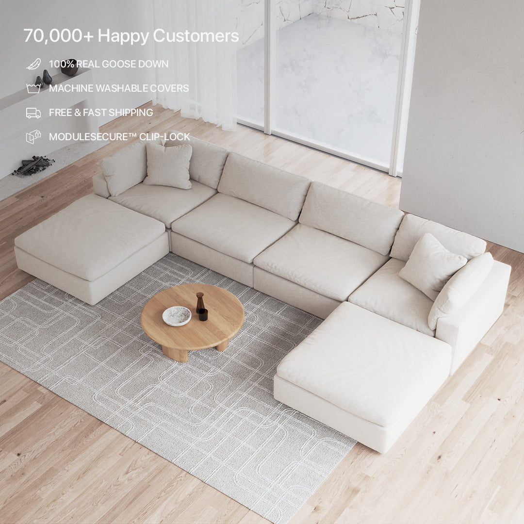 CloudForm™ 4-Seater + Ottoman Modular U-Sofa | Cream