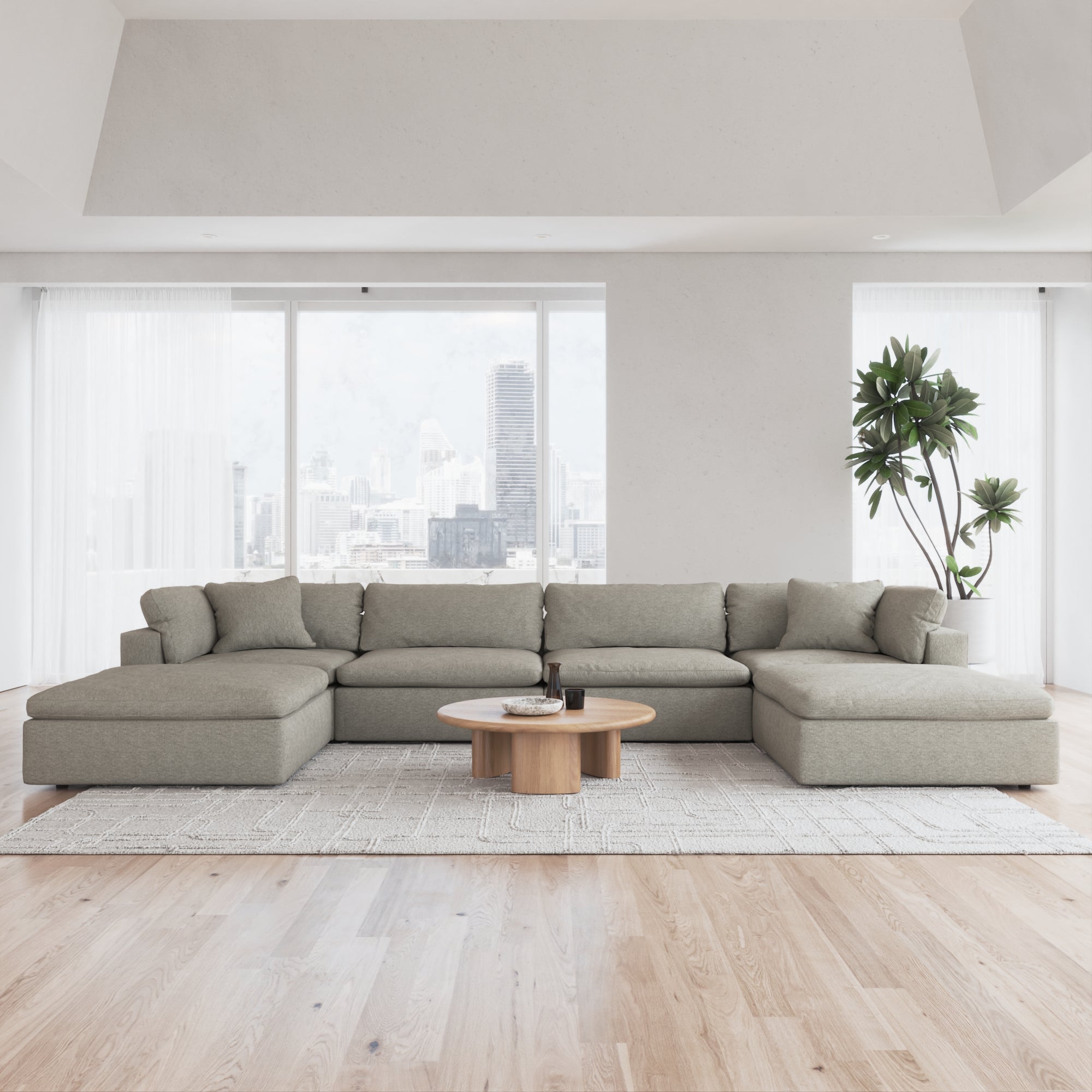 CloudForm™ 4-Seater + Ottoman Modular U-Sofa | Khaki