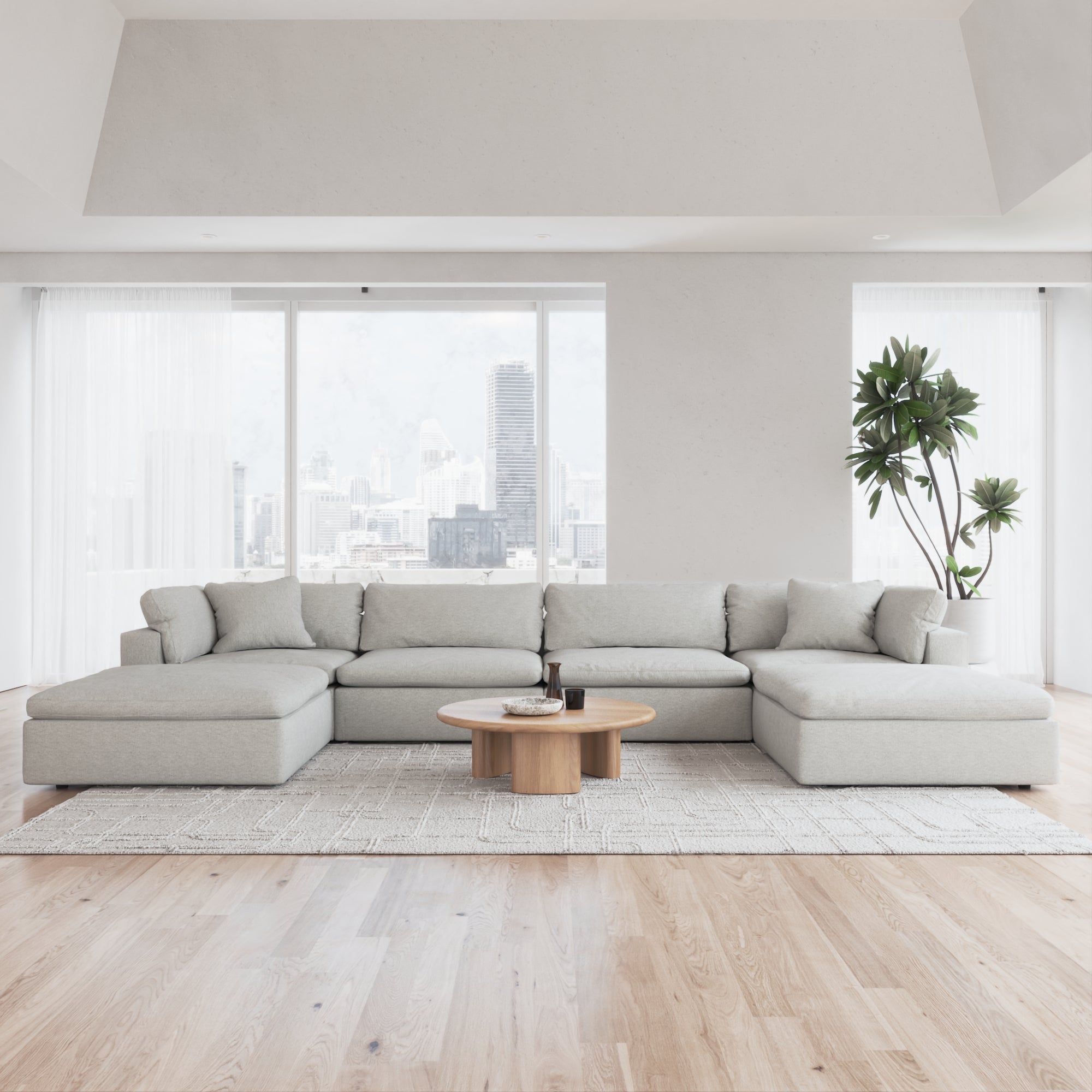 CloudForm™ 4-Seater + Ottoman Modular U-Sofa | Pearl