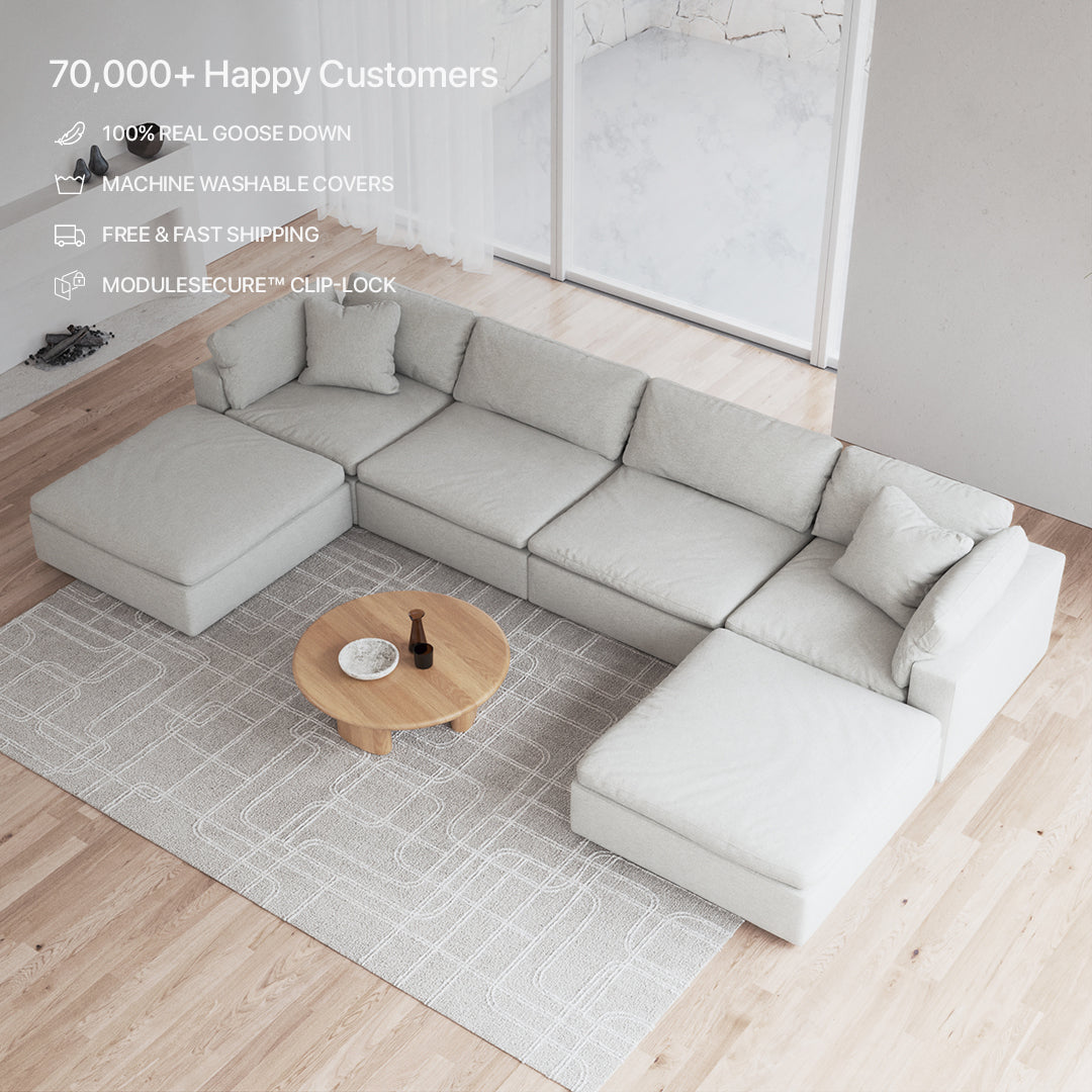 CloudForm™ 4-Seater + Ottoman Modular U-Sofa | Pearl
