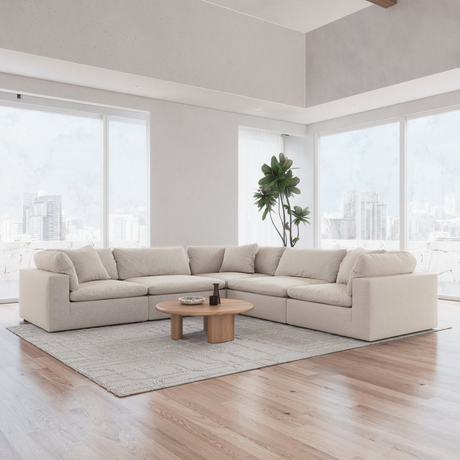 CloudForm™ 5-Seater Modular L-Sofa | Cream