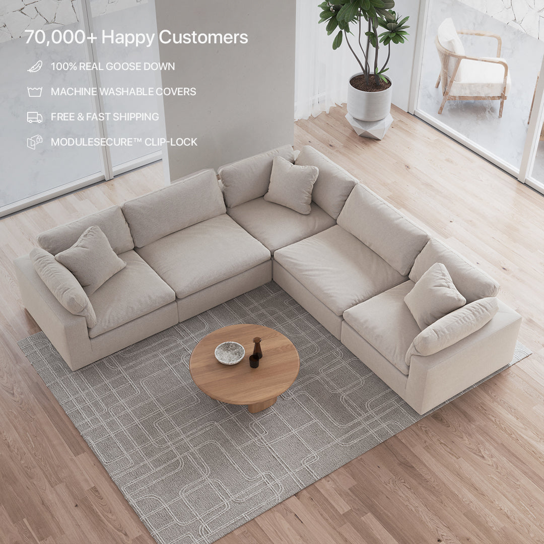 CloudForm™ 5-Seater Modular L-Sofa | Cream