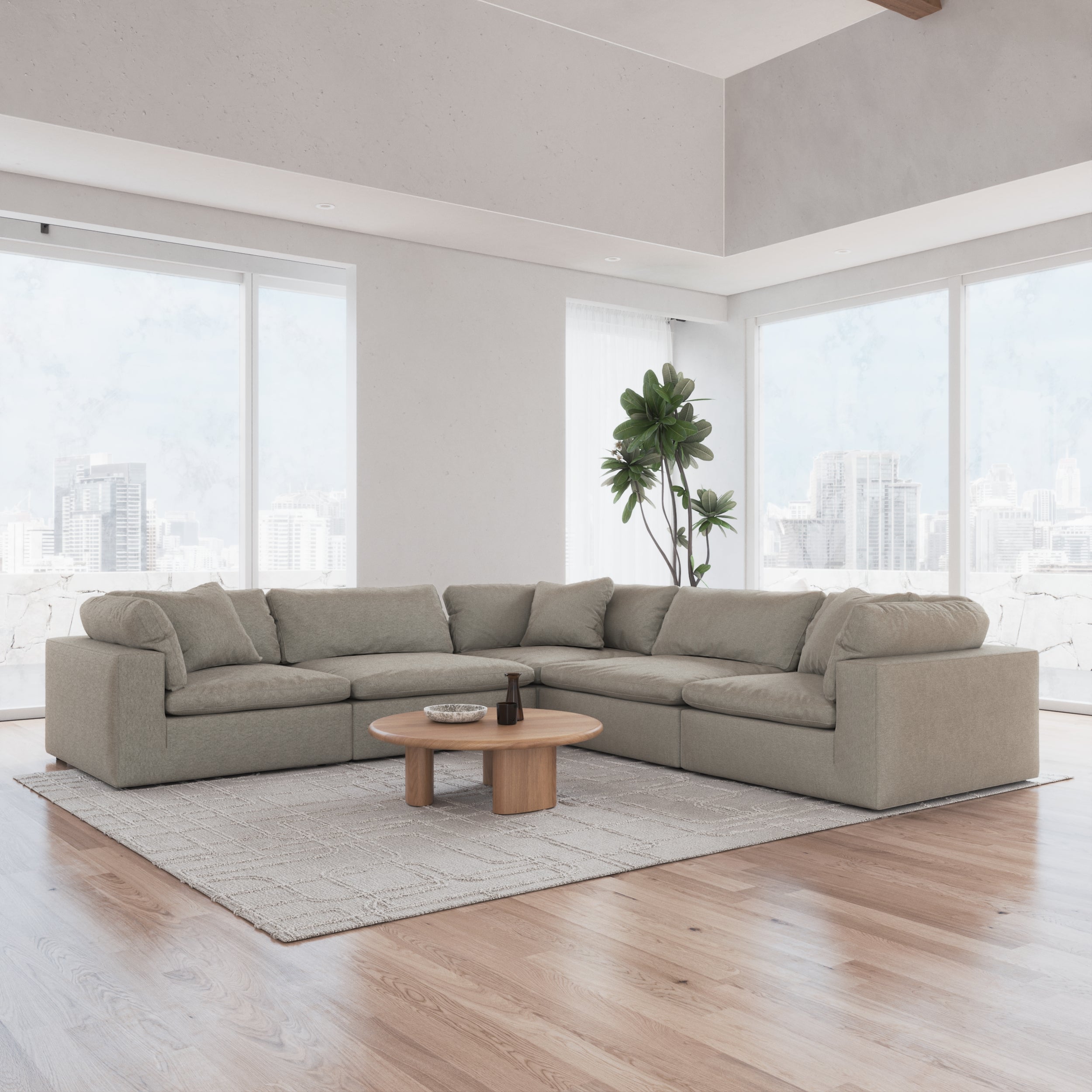 CloudForm™ 5-Seater Modular L-Sofa | Khaki