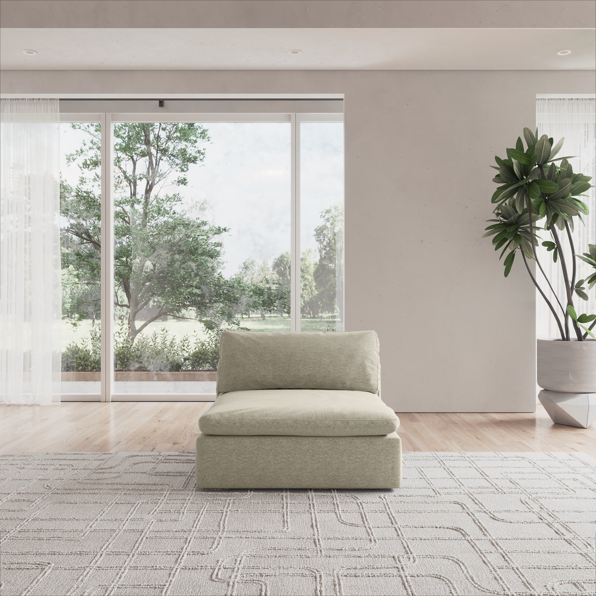 CloudForm™ Middle Armless Modular Sofa | Khaki