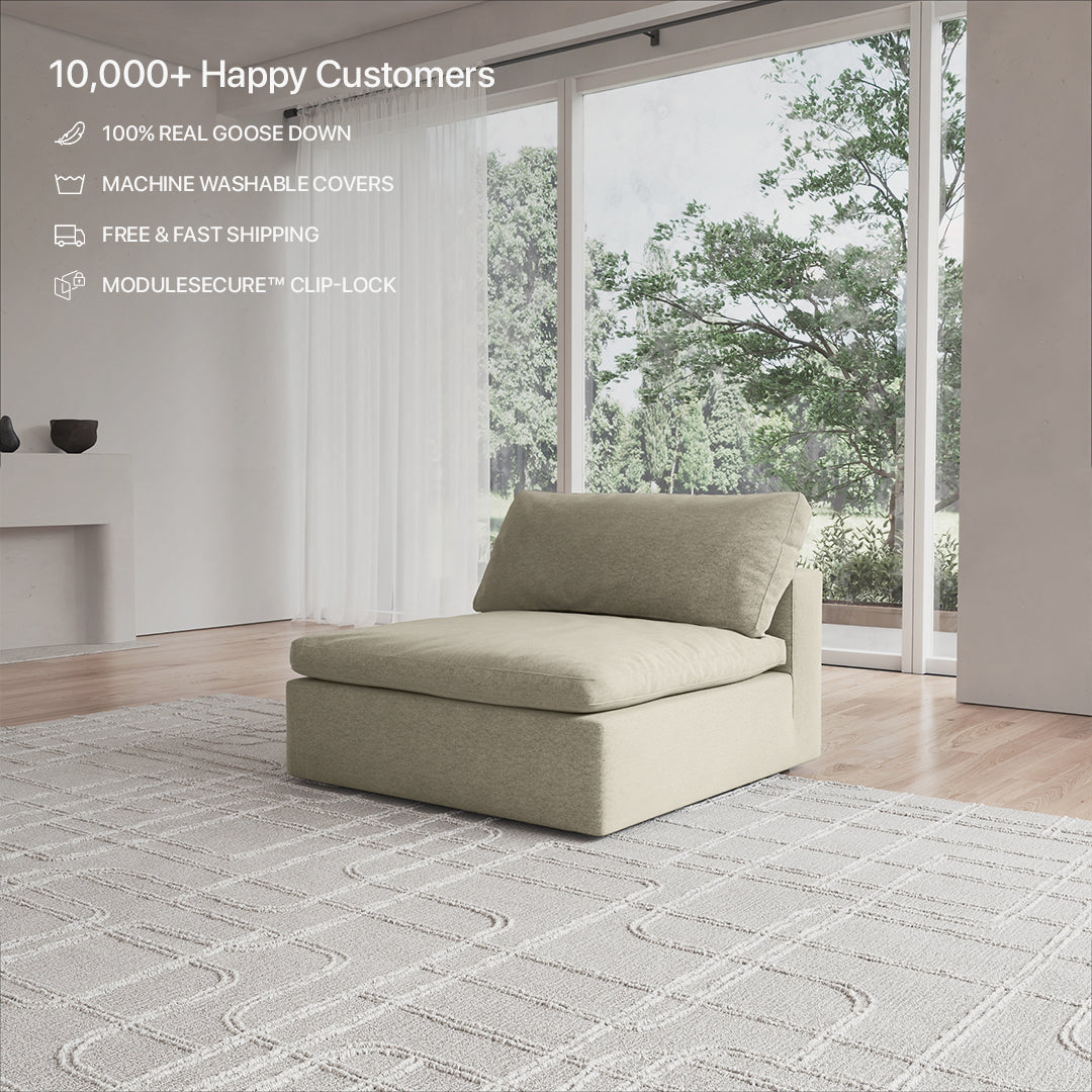 CloudForm™ Middle Armless Modular Sofa | Khaki
