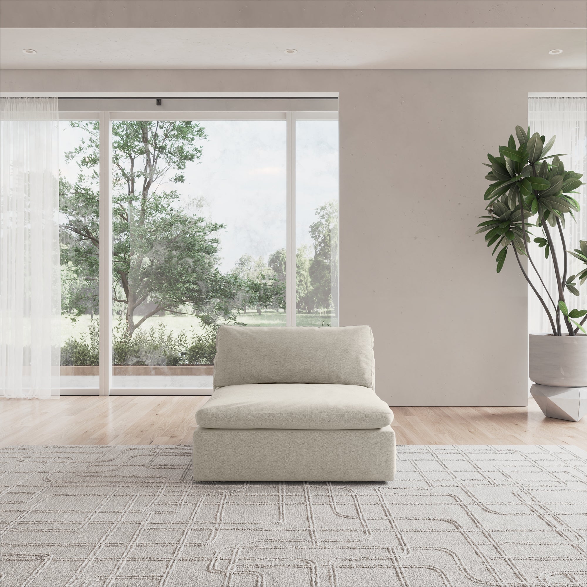 CloudForm™ Middle Armless Modular Sofa | Pearl