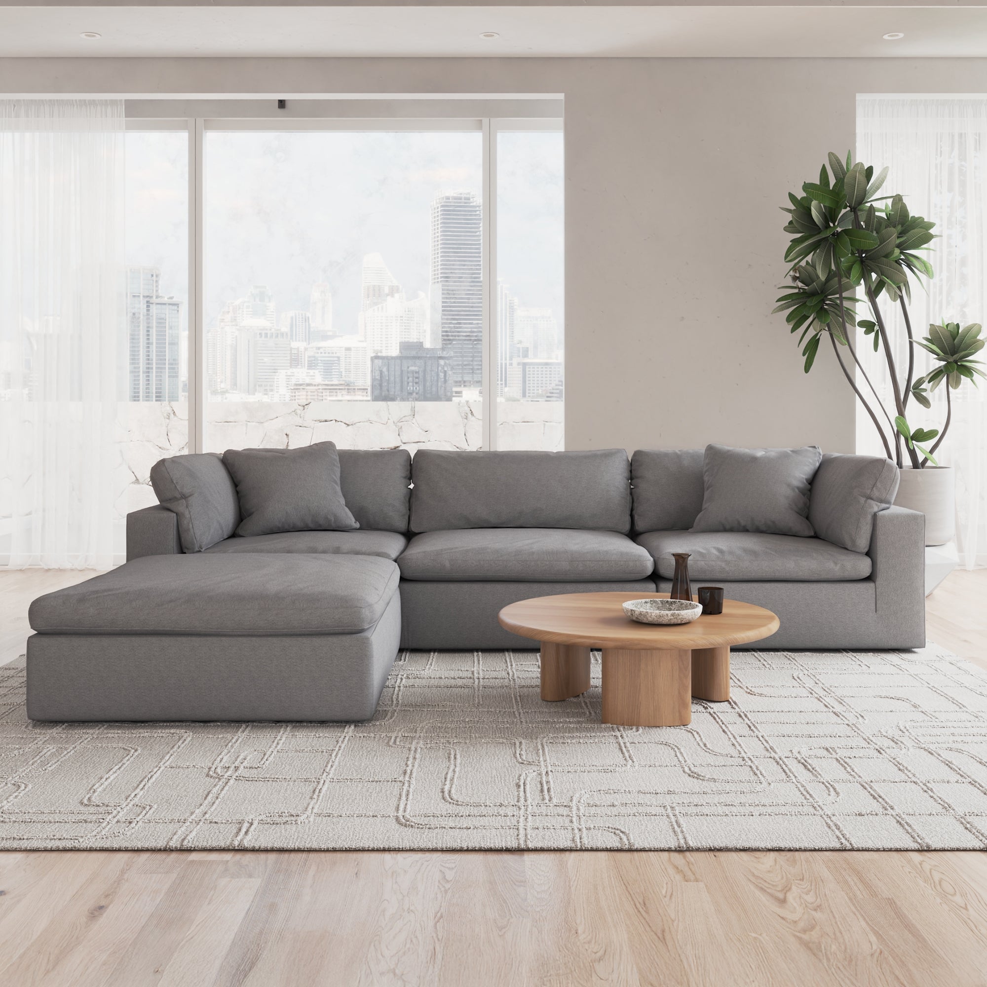 CloudForm™ 3-Seater + Ottoman Modular Sofa | Anthracite
