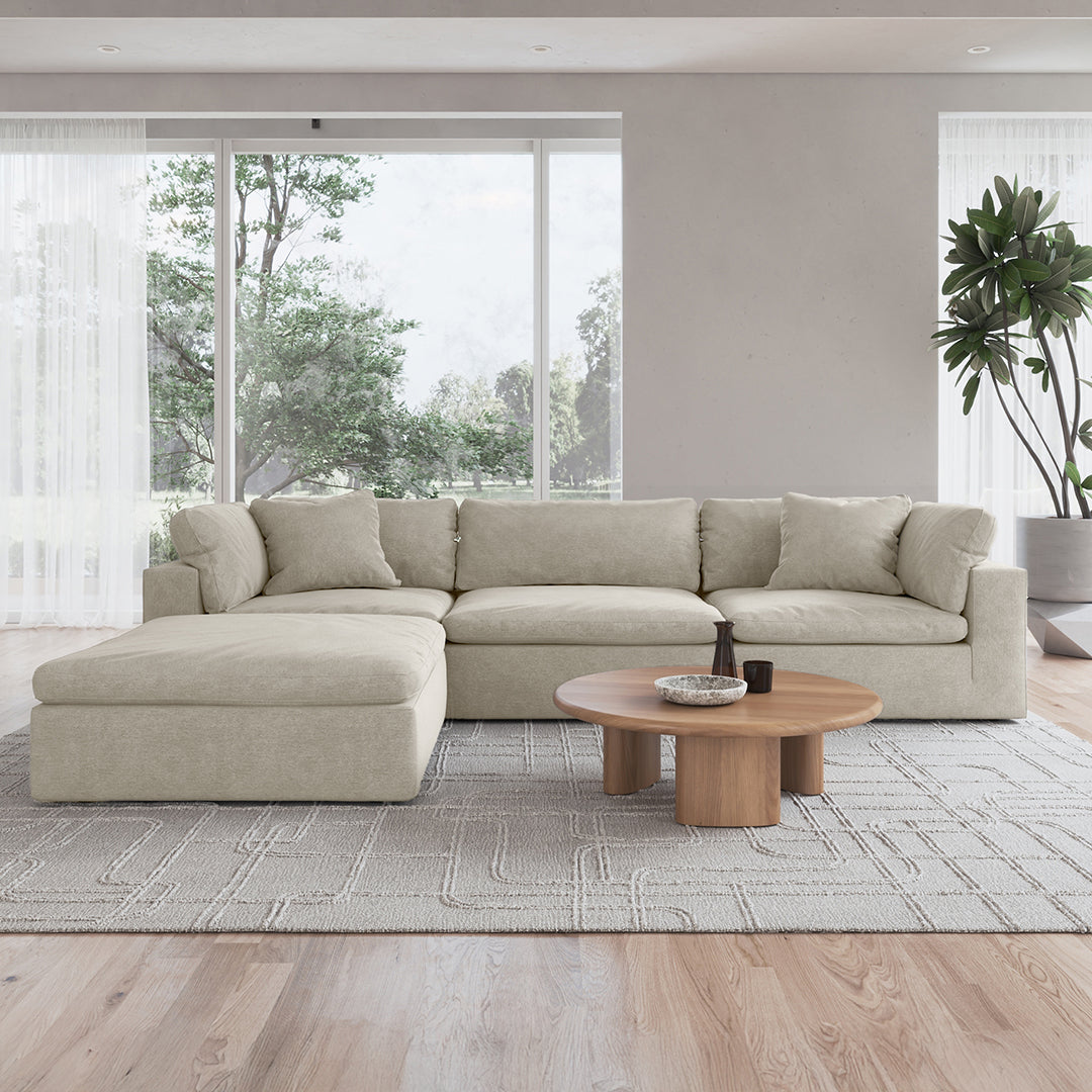 CloudForm™ 3-Seater + Ottoman Modular Sofa | Pearl