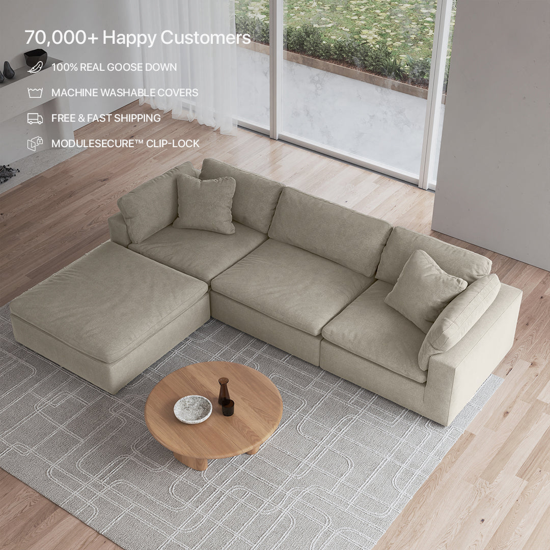 CloudForm™ 3-Seater + Ottoman Modular Sofa | Pearl