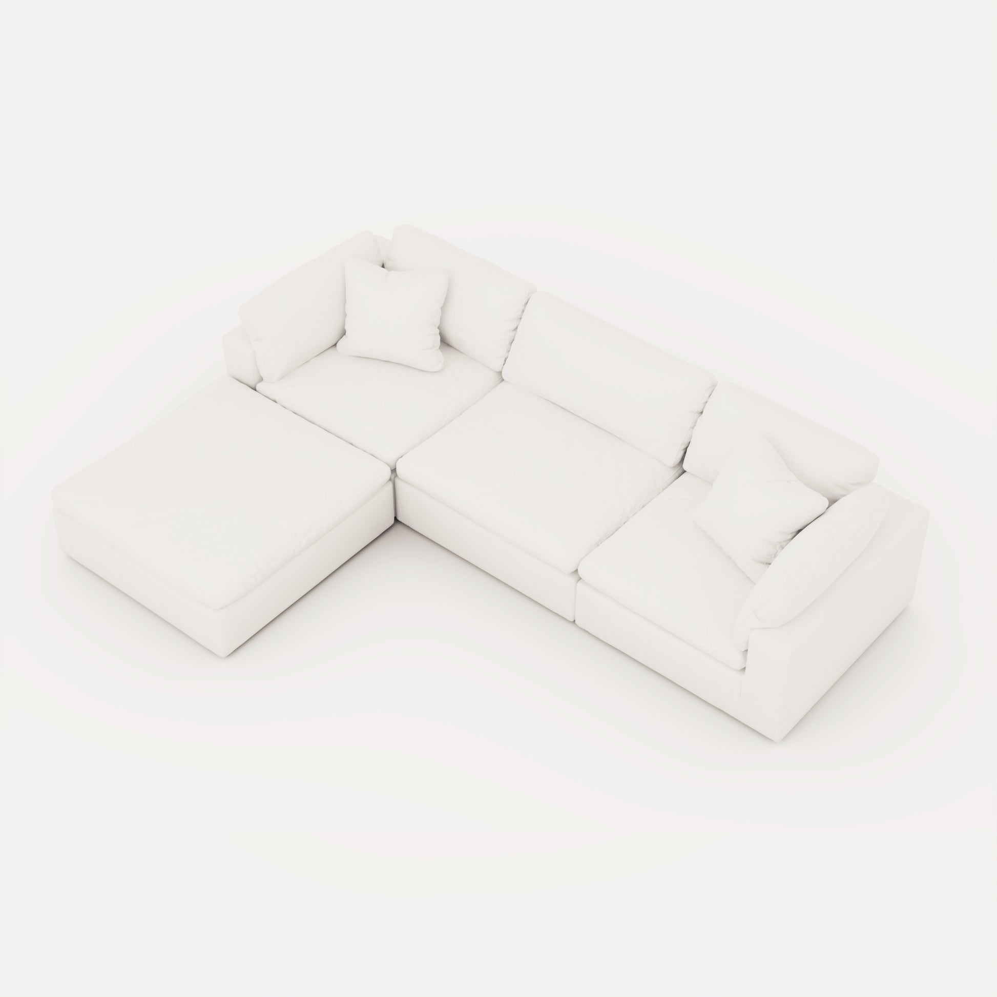 CloudForm™ 3-Seater + Ottoman Modular Sofa | White