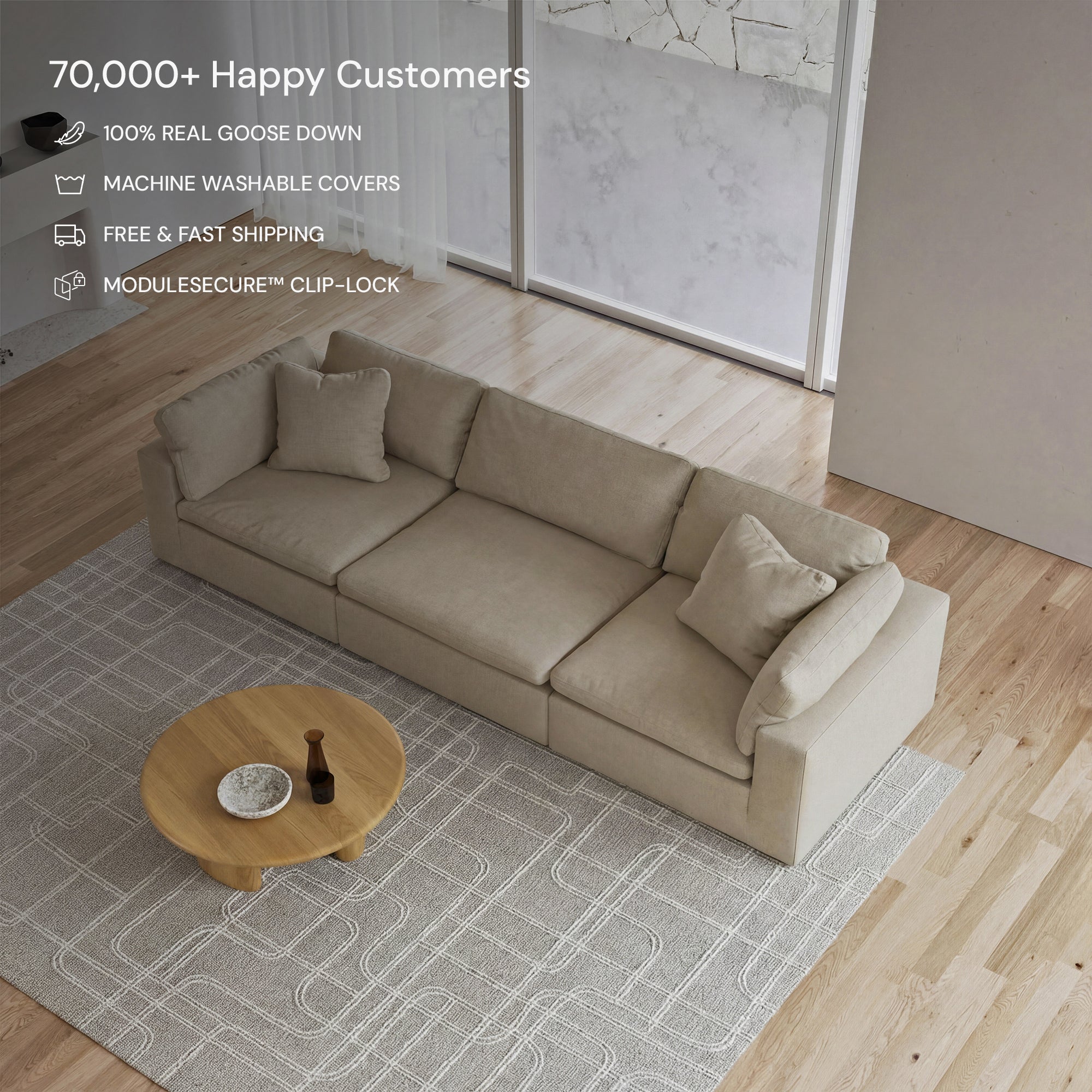 CloudForm™ 3-Seater Modular Sofa | Khaki