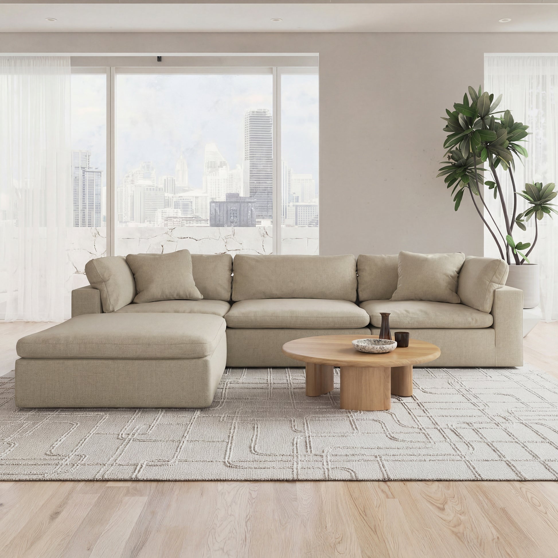CloudForm™ 3-Seater + Ottoman Modular Sofa | Khaki