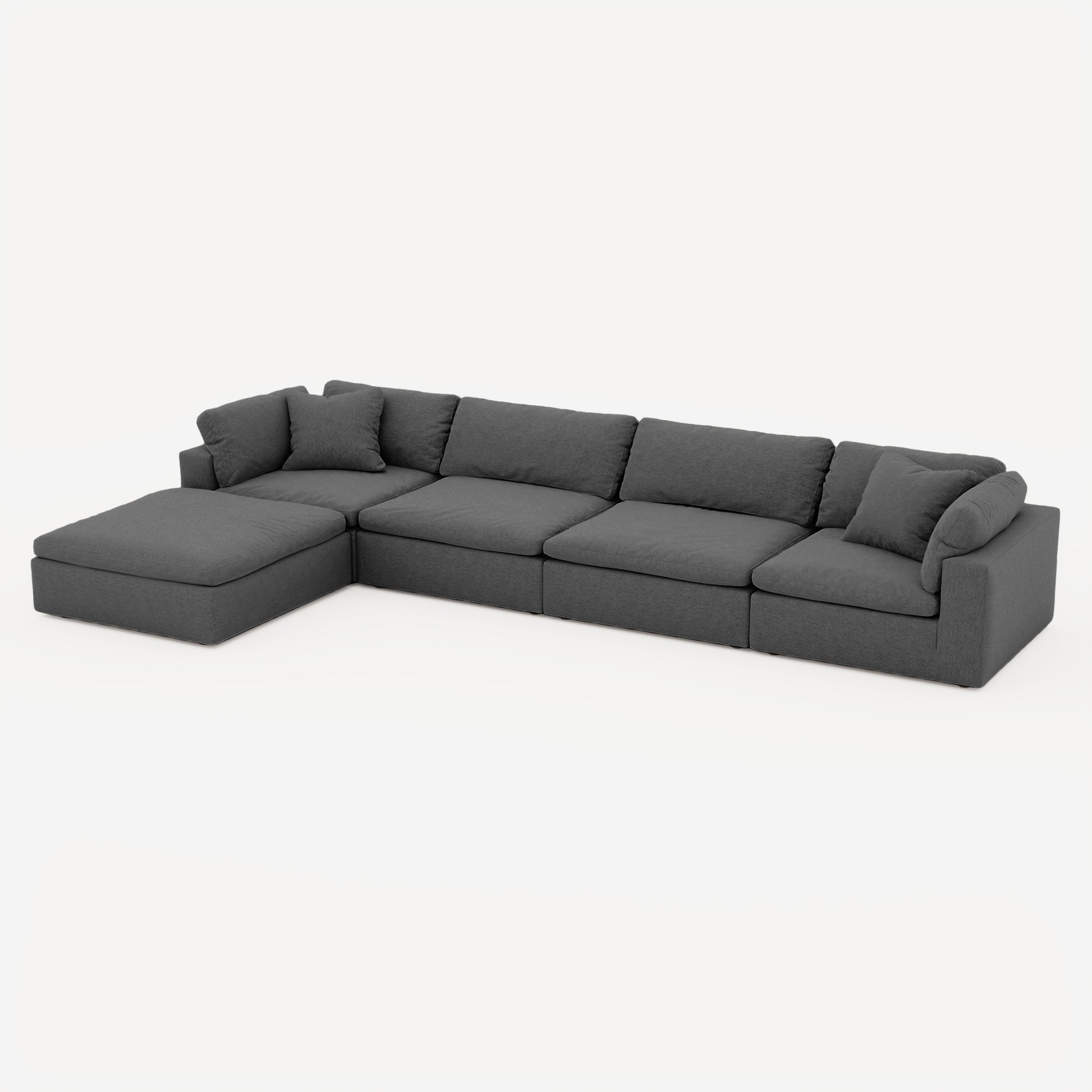 CloudForm™ 4-Seater + Ottoman Modular L-Sofa | Anthracite