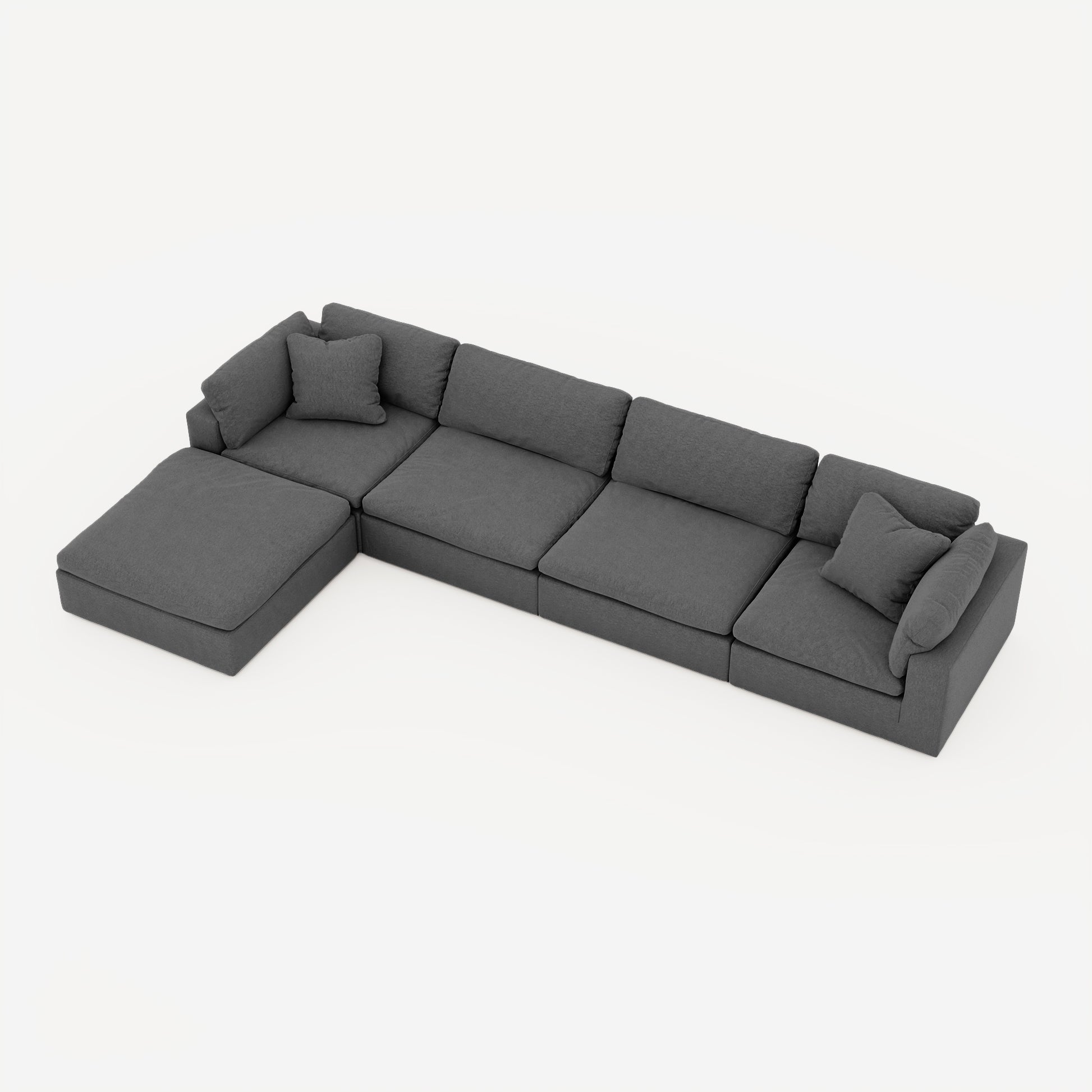 CloudForm™ 4-Seater + Ottoman Modular L-Sofa | Anthracite