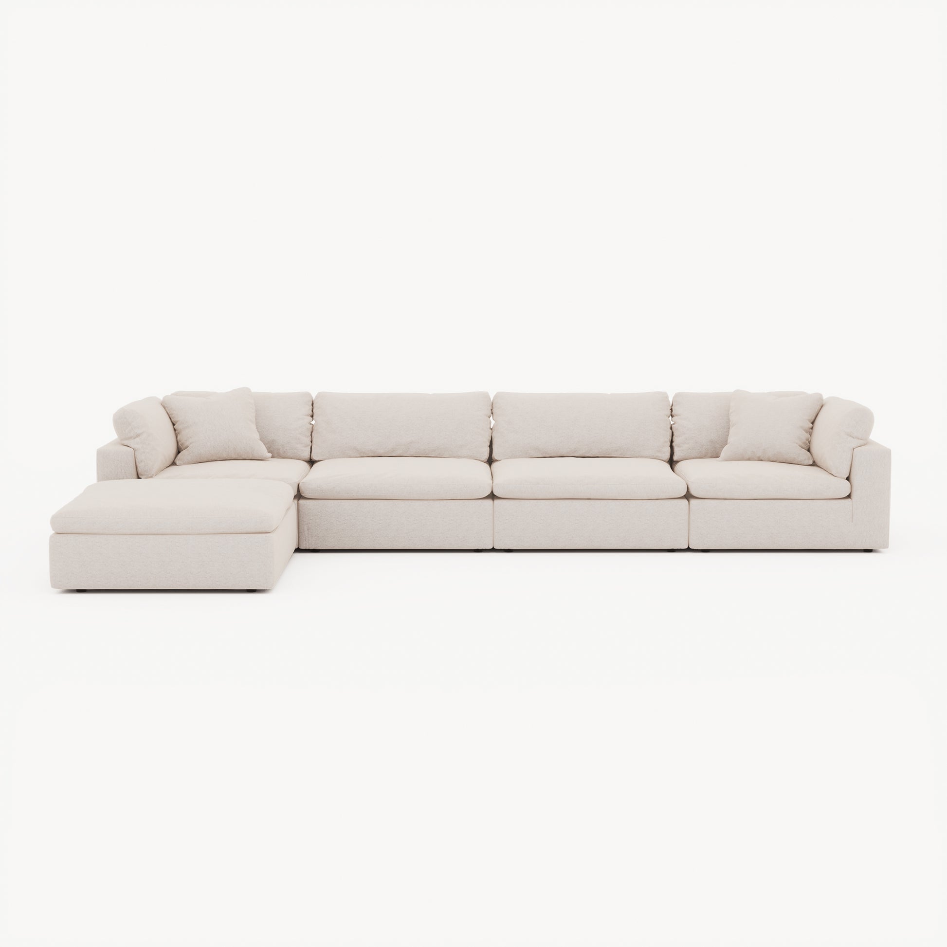 CloudForm™ 4-Seater + Ottoman Modular L-Sofa | Cream
