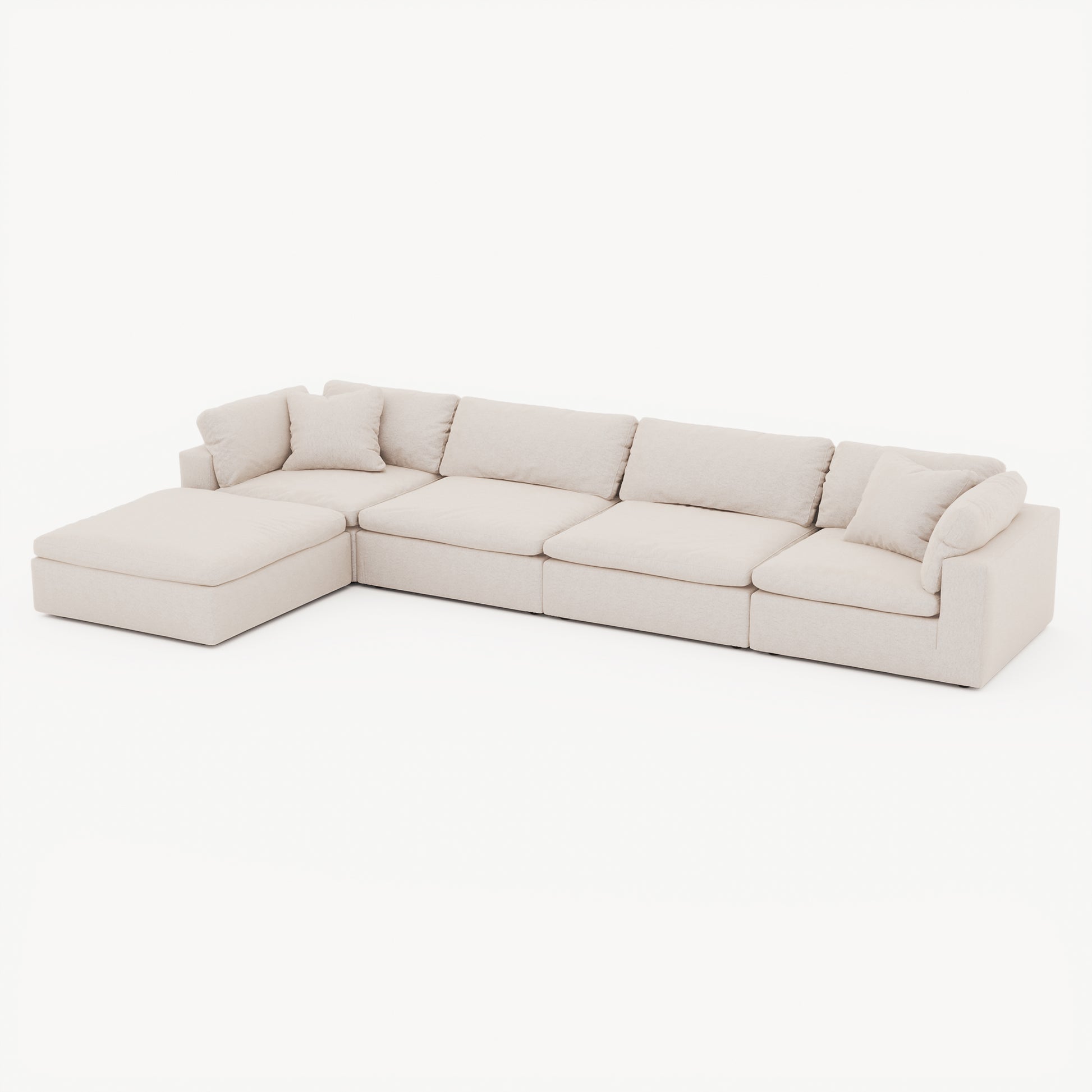 CloudForm™ 4-Seater + Ottoman Modular L-Sofa | Cream