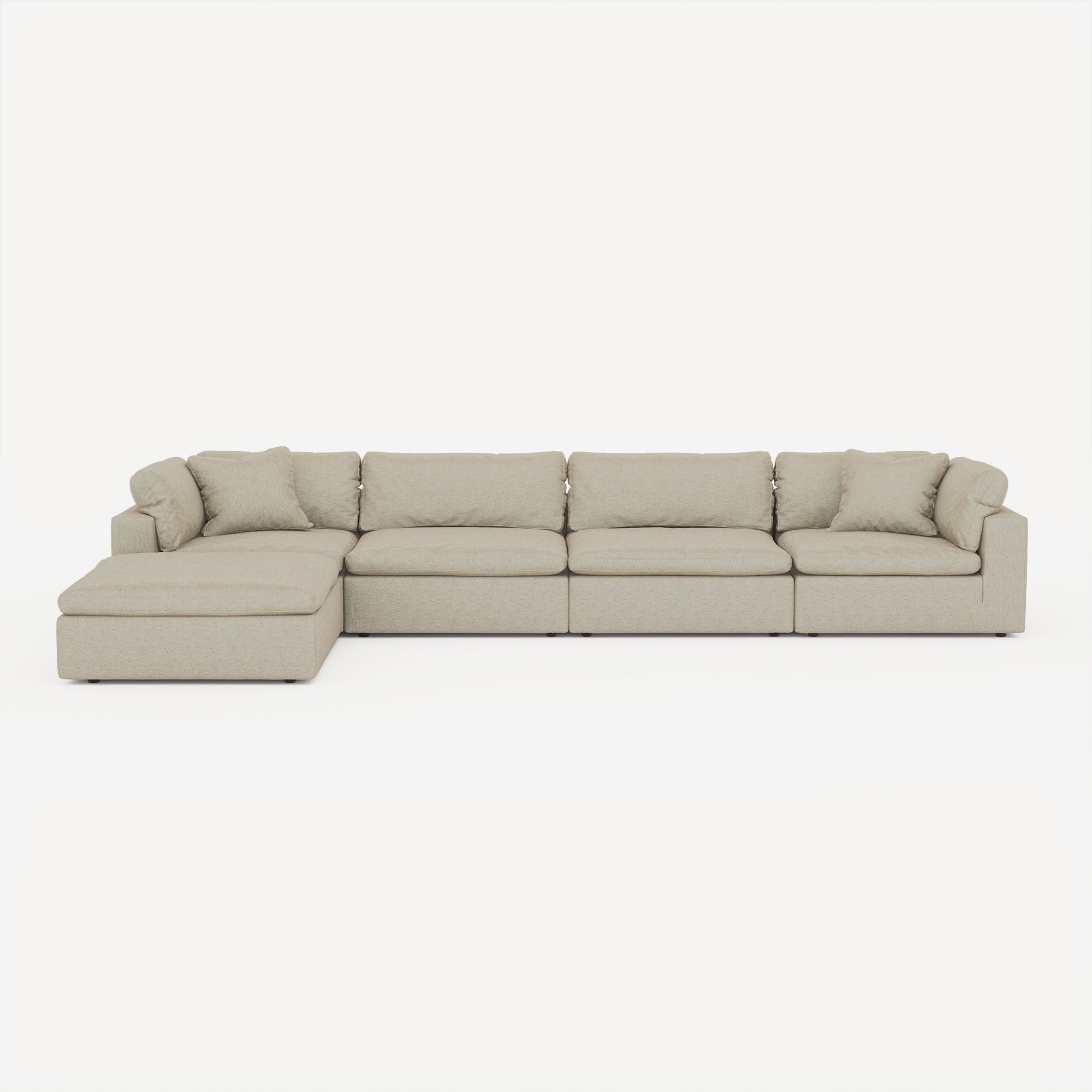 CloudForm™ 4-Seater + Ottoman Modular L-Sofa | Khaki