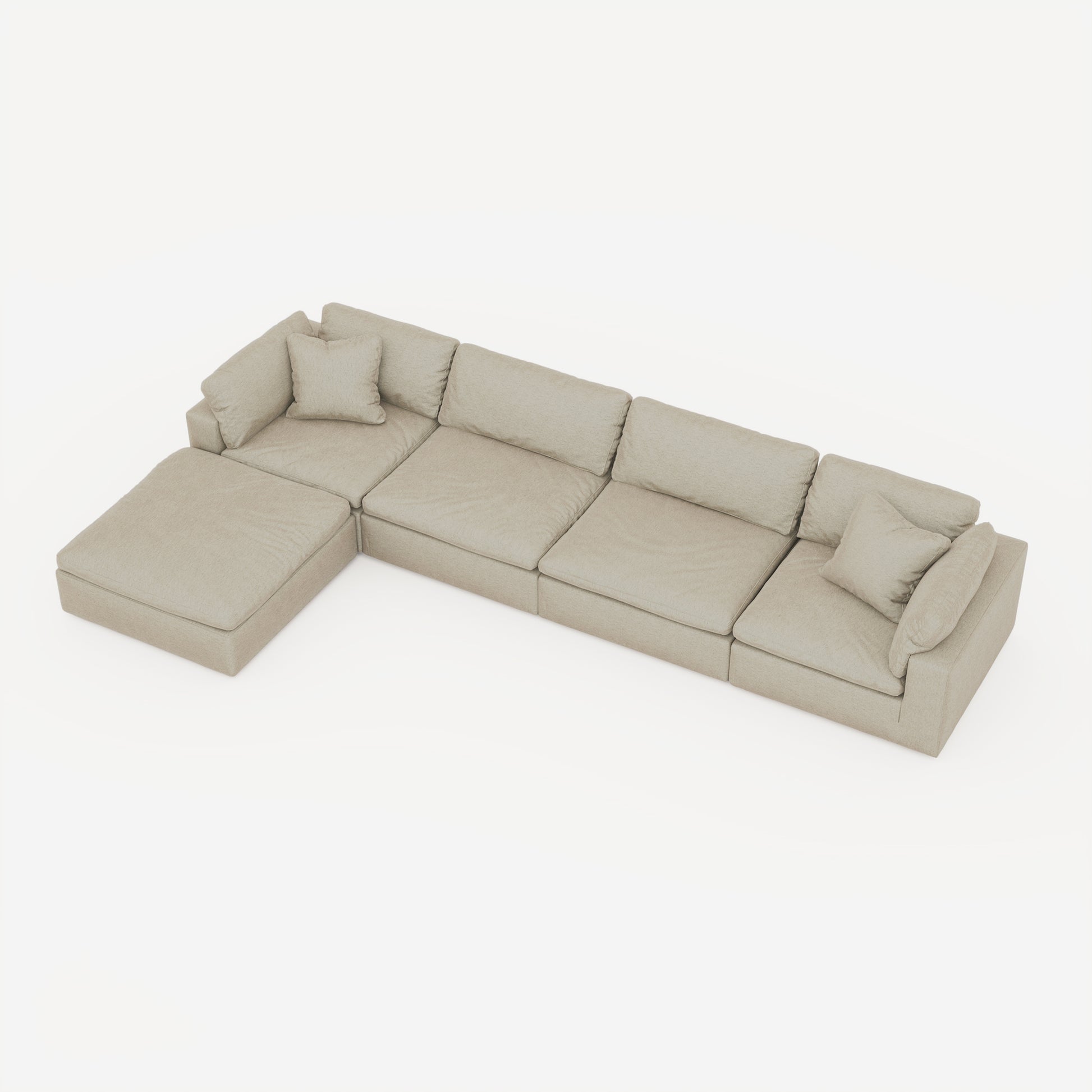 CloudForm™ 4-Seater + Ottoman Modular L-Sofa | Khaki