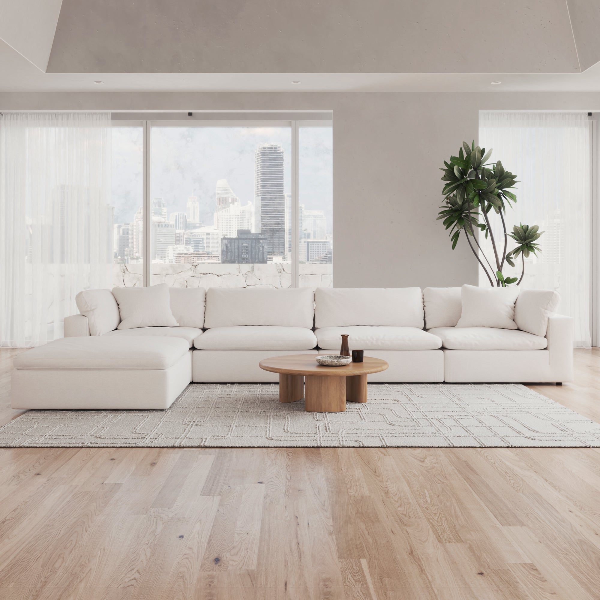 CloudForm™ 4-Seater + Ottoman Modular L-Sofa | White