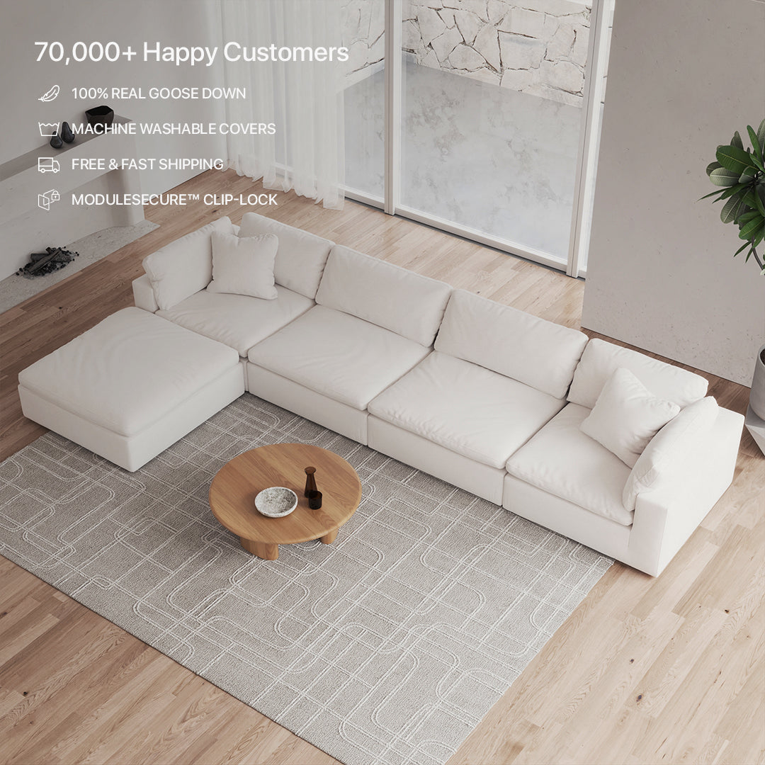 CloudForm™ 4-Seater + Ottoman Modular L-Sofa | White