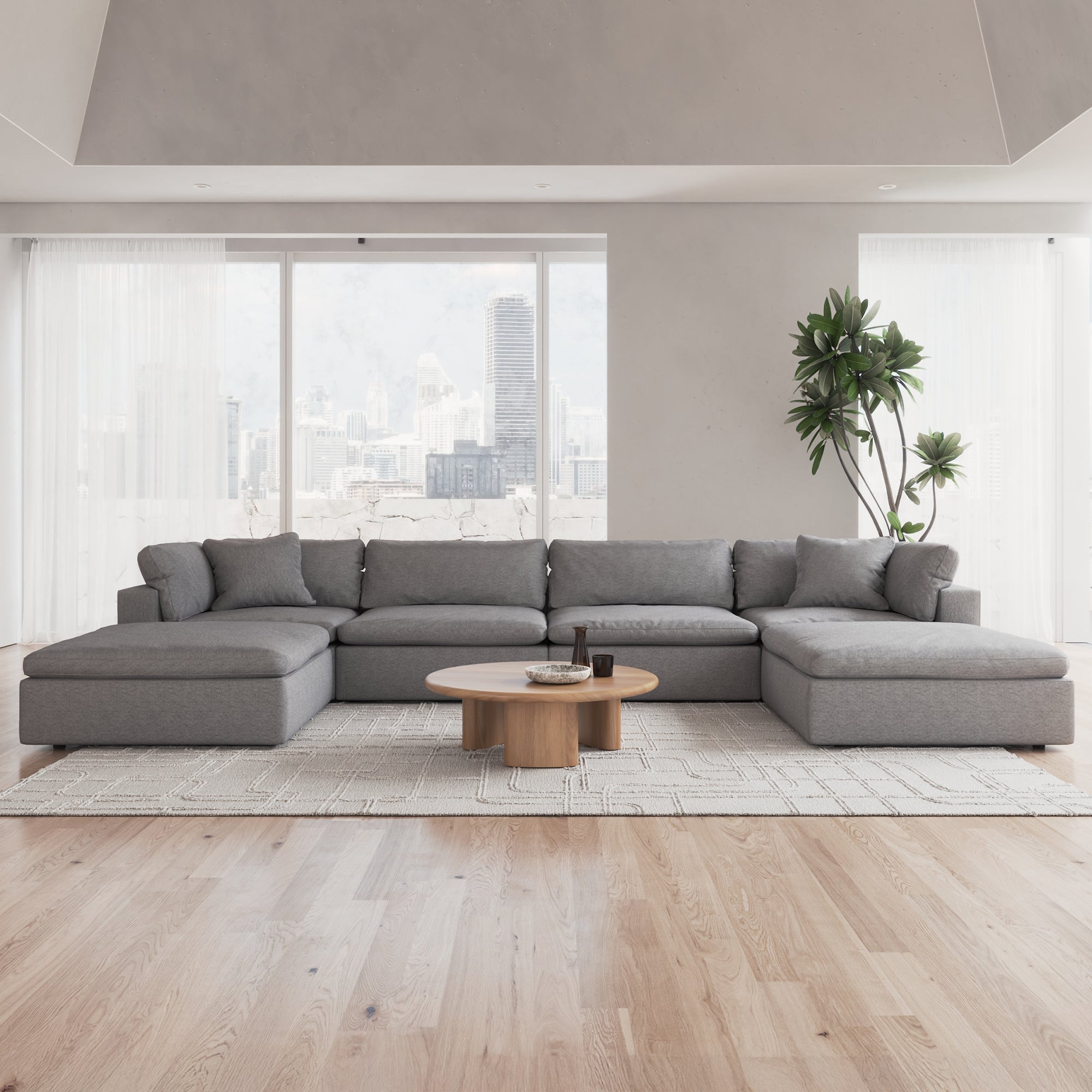 CloudForm™ 4-Seater + Ottoman Modular U-Sofa | Anthracite