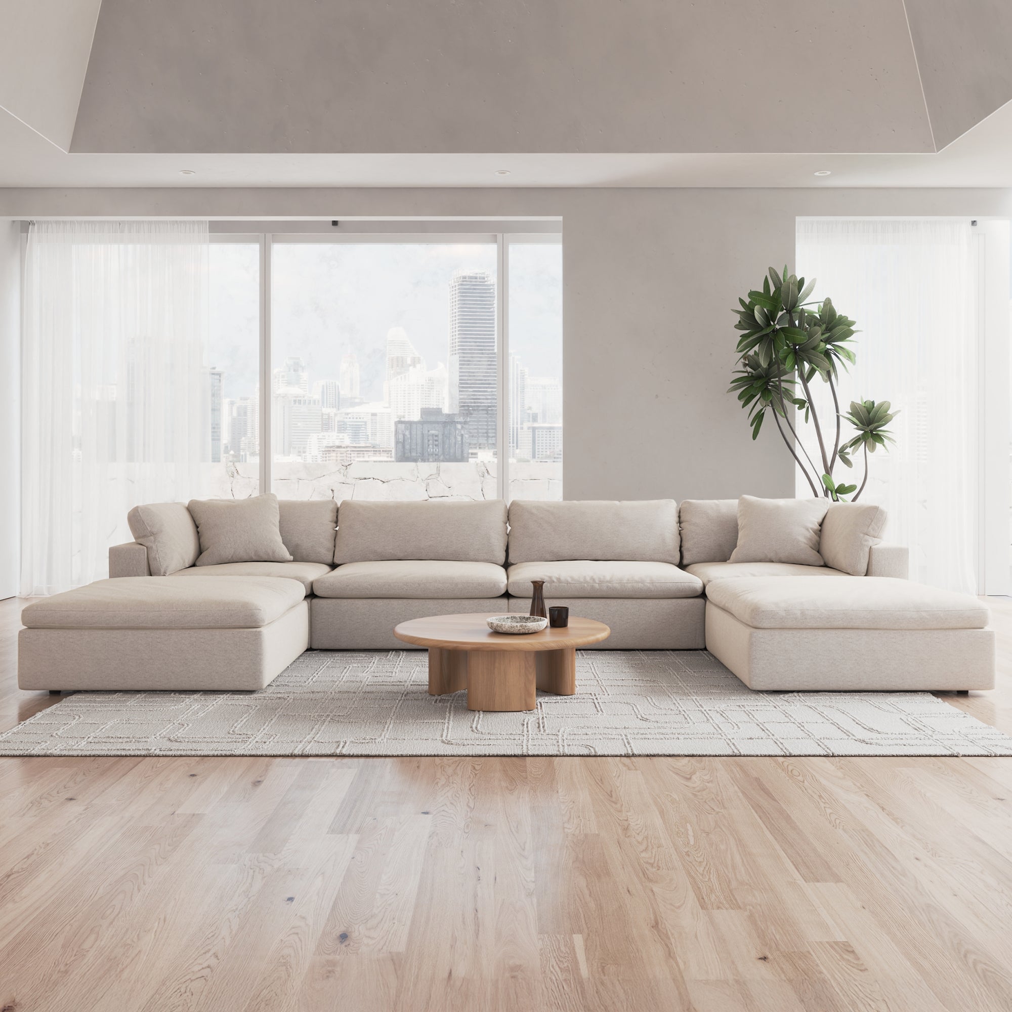 CloudForm™ 4-Seater + Ottoman Modular U-Sofa | Cream