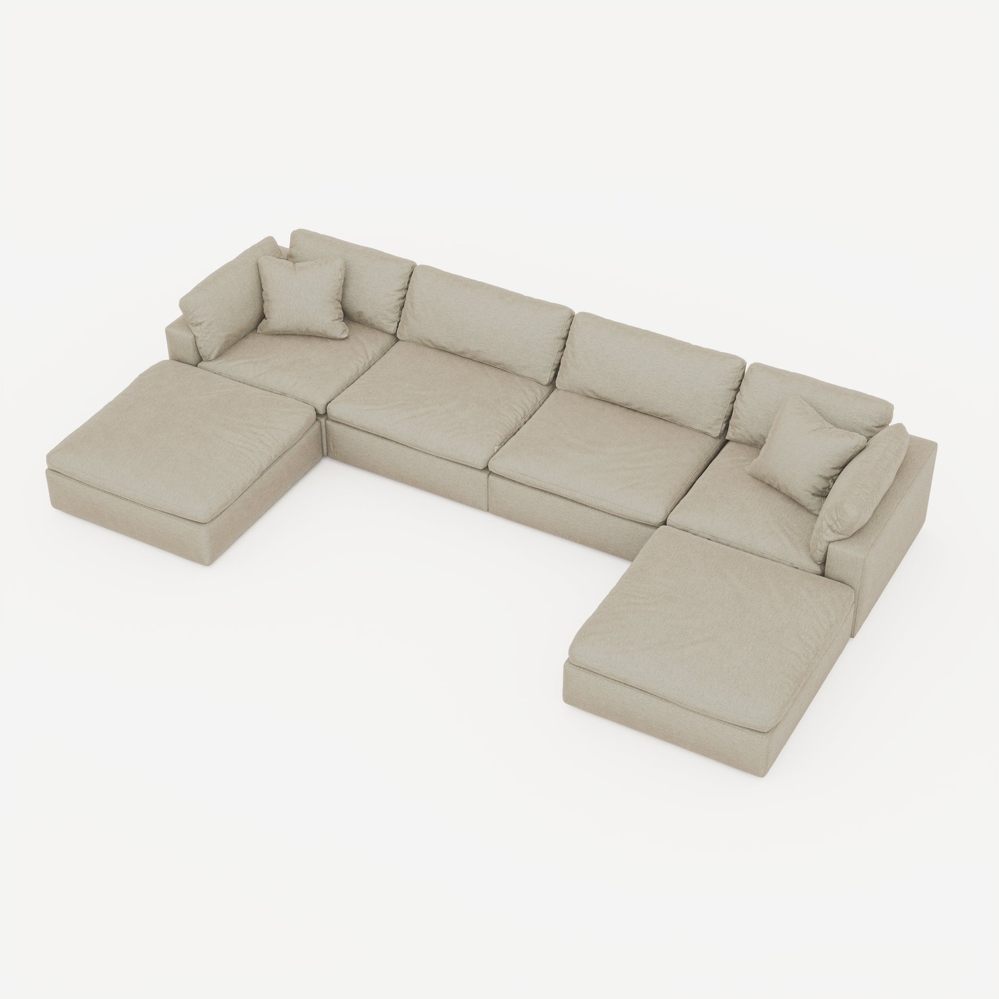 CloudForm™ 4-Seater + Ottoman Modular U-Sofa | Khaki