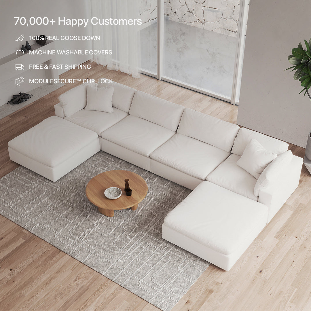 CloudForm™ 4-Seater + Ottoman Modular U-Sofa | White