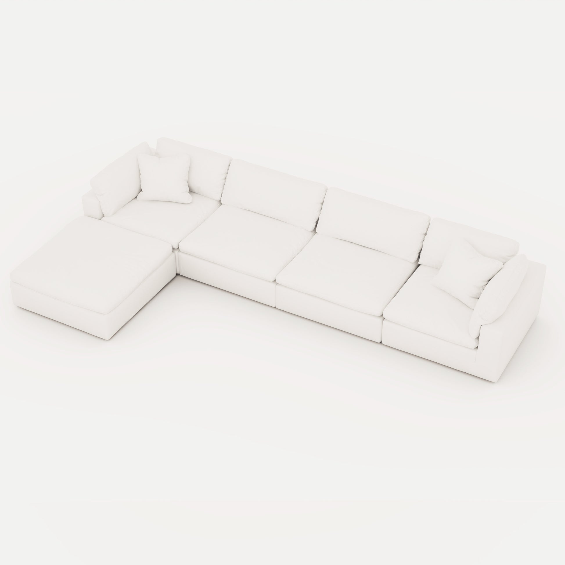 CloudForm™ 4-Seater + Ottoman Modular L-Sofa | White
