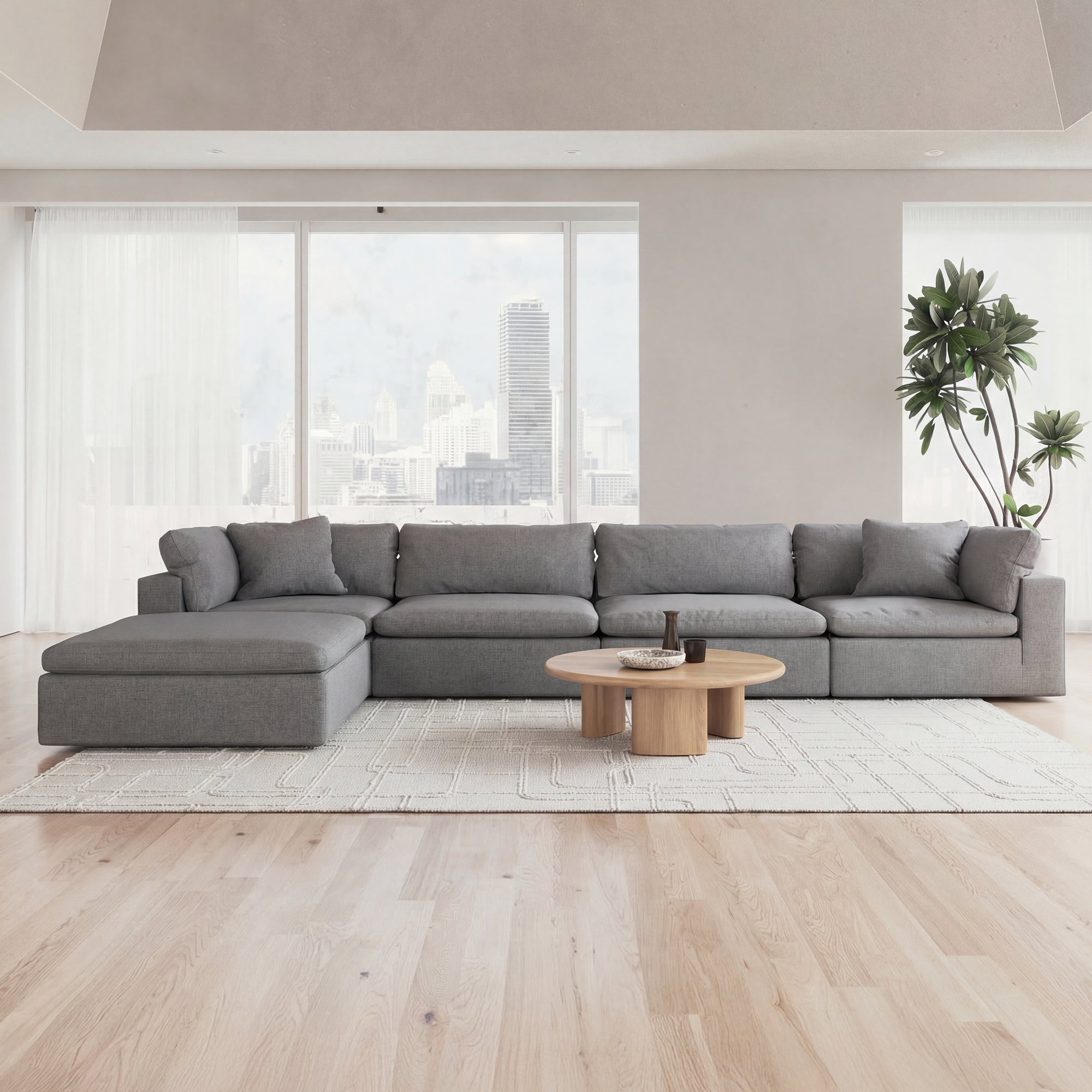 CloudForm™ 4-Seater + Ottoman Modular L-Sofa | Anthracite