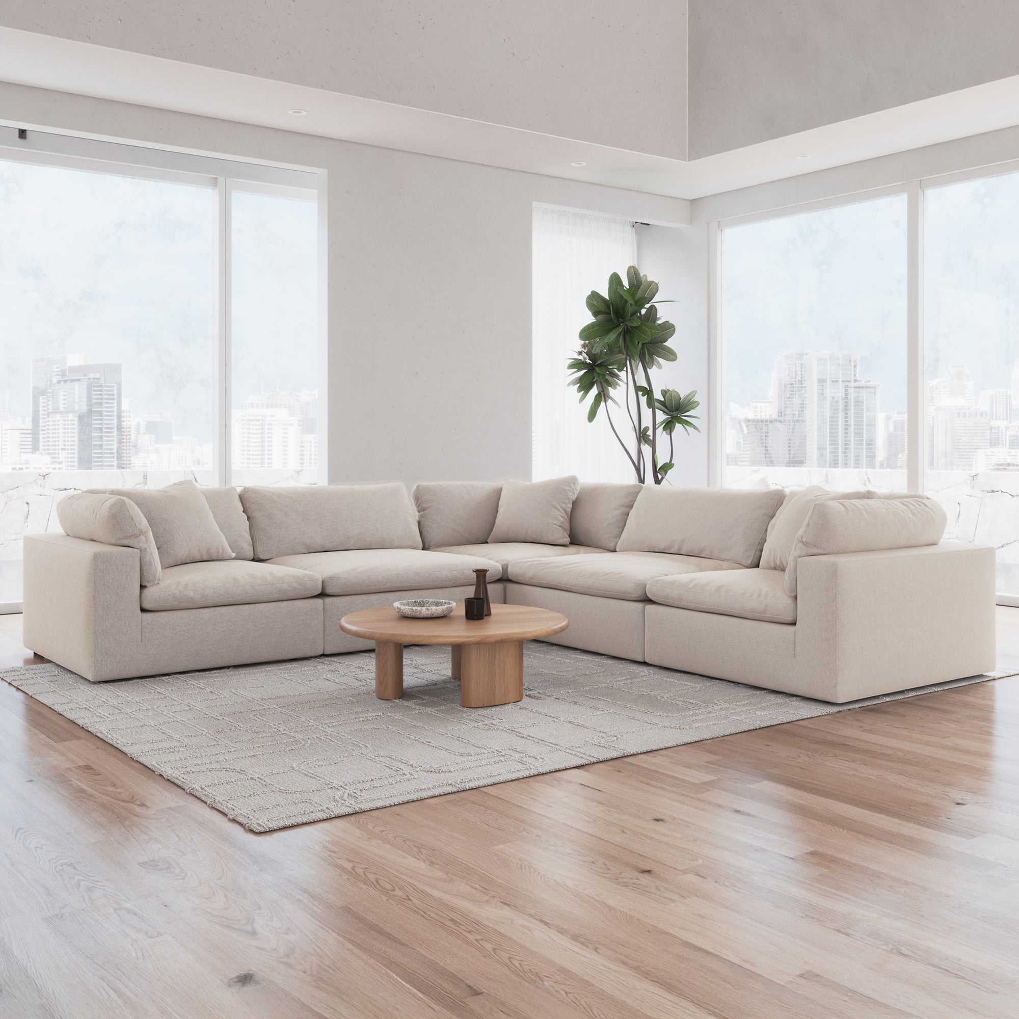 CloudForm™ 5-Seater Modular L-Sofa | Cream