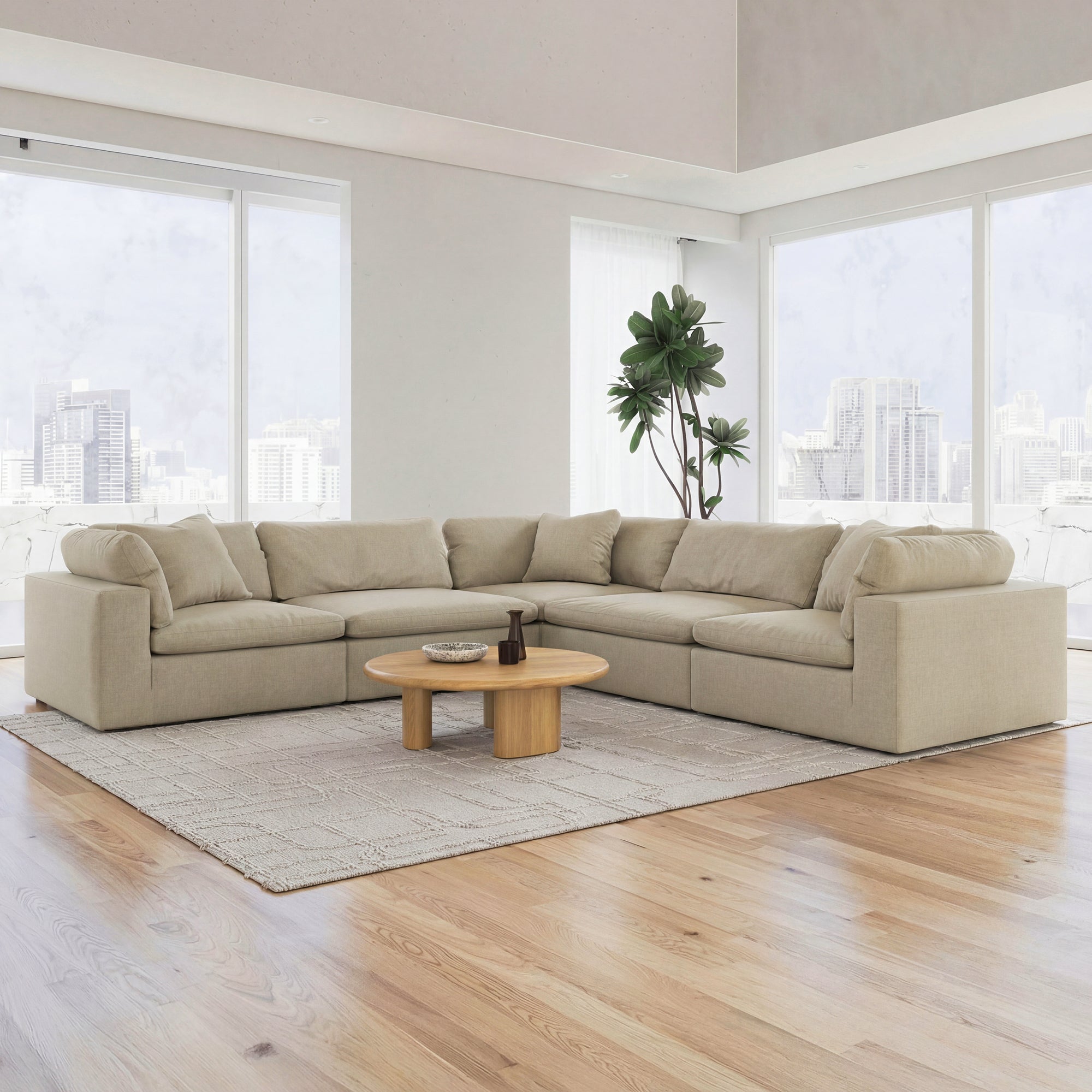 CloudForm™ 5-Seater Modular L-Sofa | Khaki