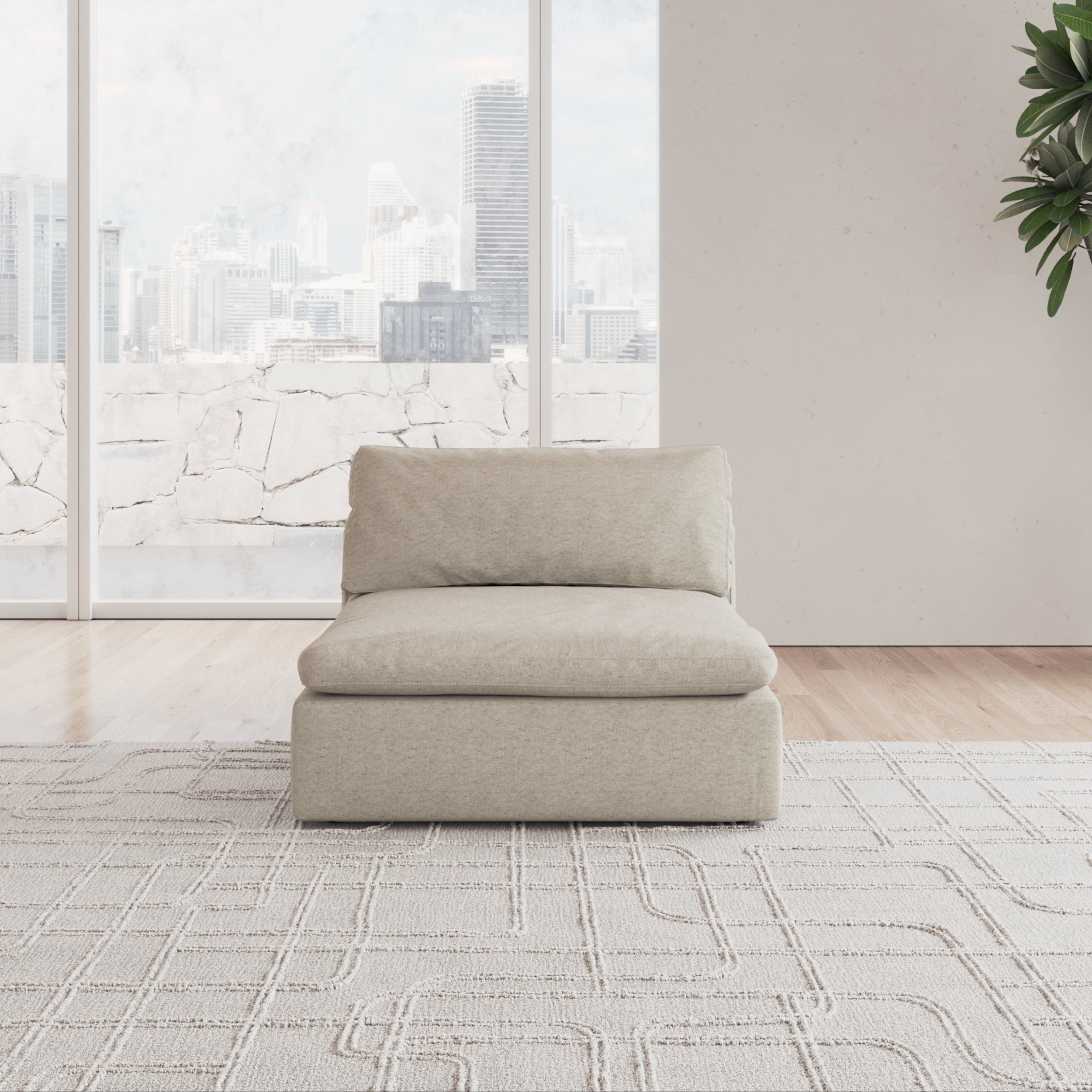 CloudForm™ Middle Armless Modular Sofa | Khaki