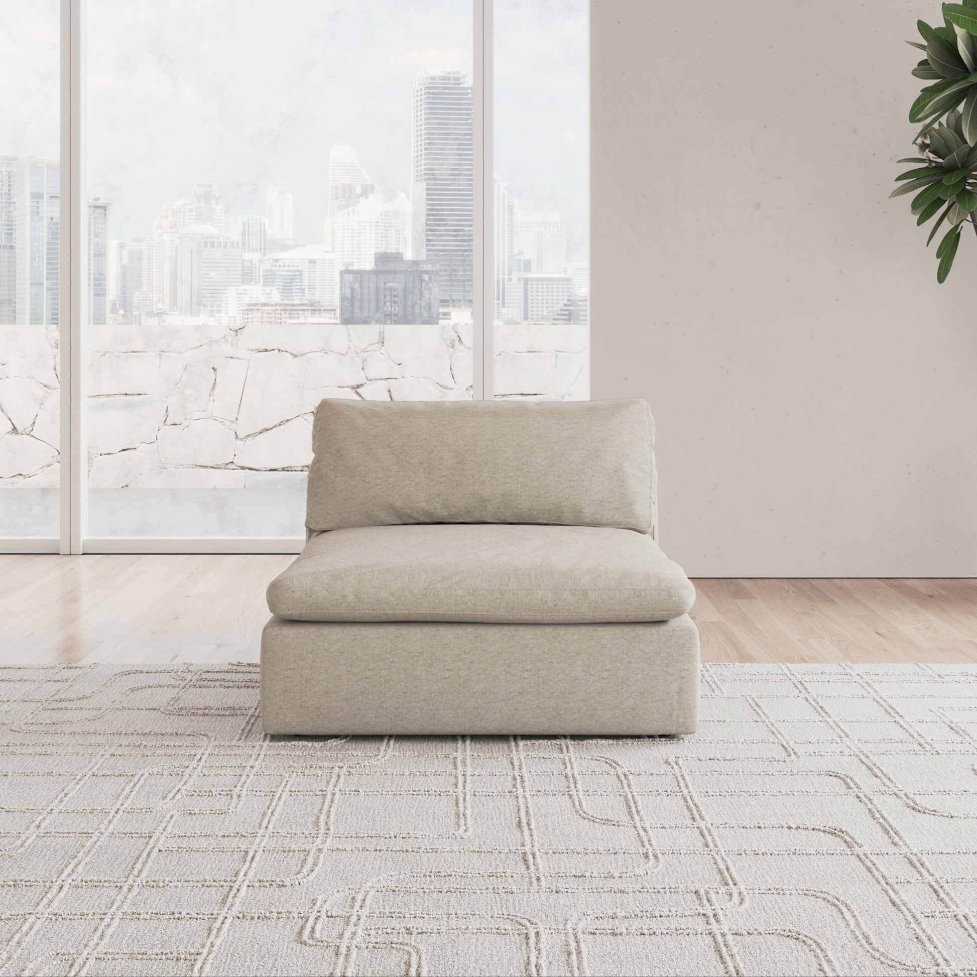 CloudForm™ Middle Armless Modular Sofa | Khaki