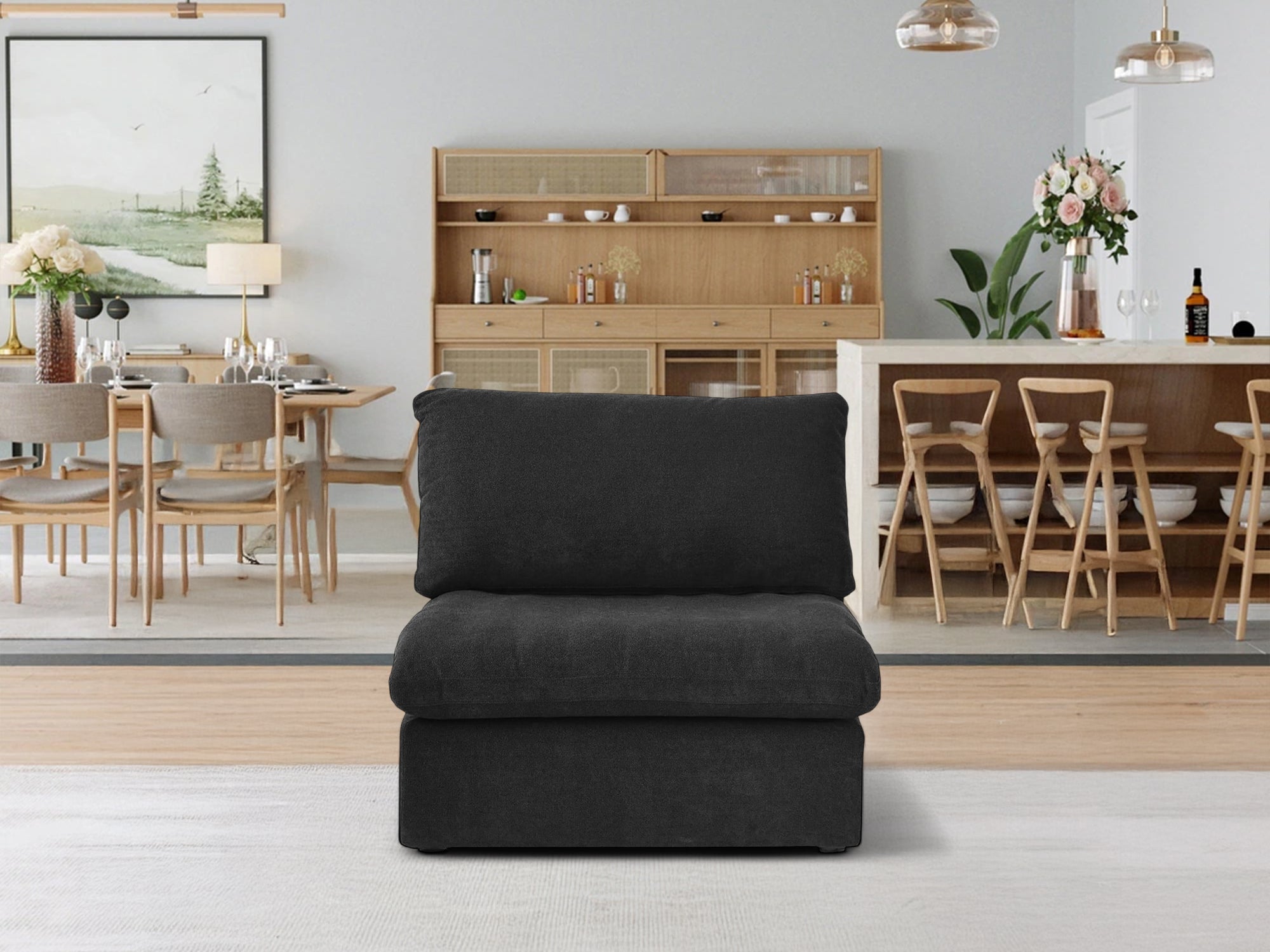 CloudForm™ Middle Armless Modular Sofa | Black.