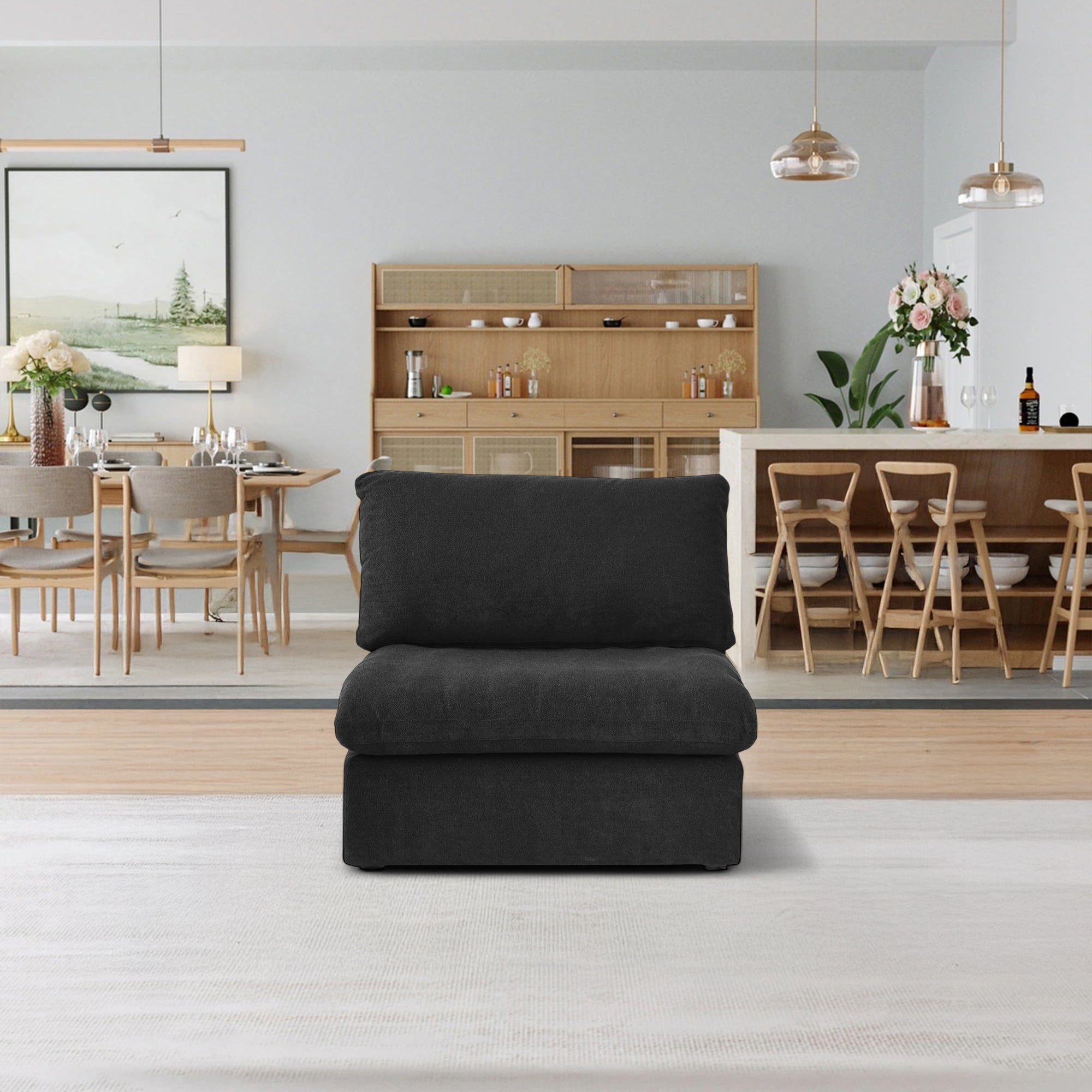 CloudForm™ Middle Armless Modular Sofa | Black.