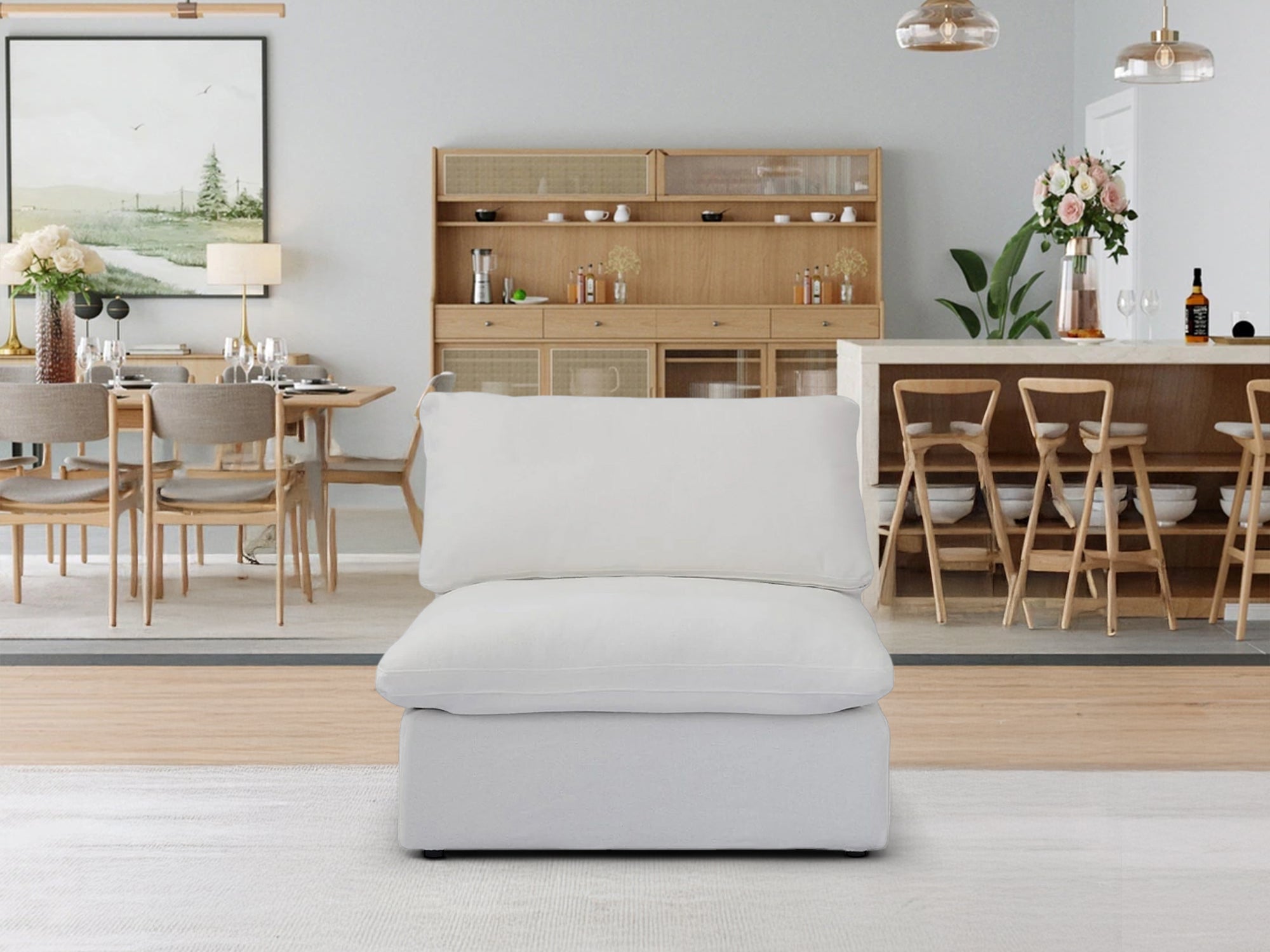 CloudForm™ Middle Armless Modular Sofa | White.