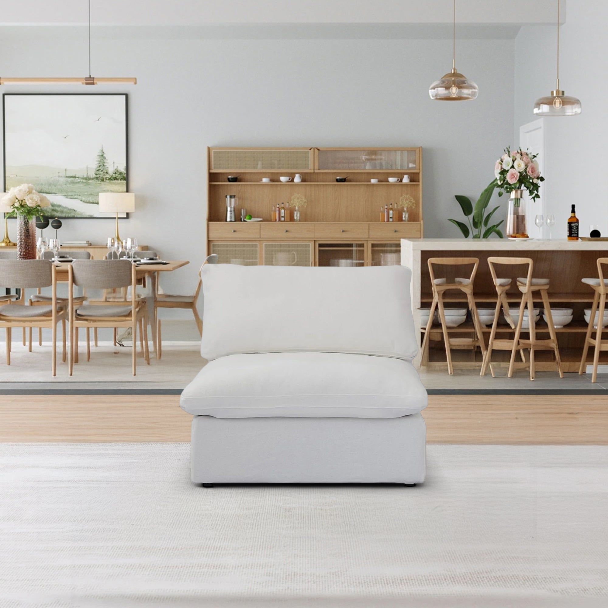 CloudForm™ Middle Armless Modular Sofa | White.