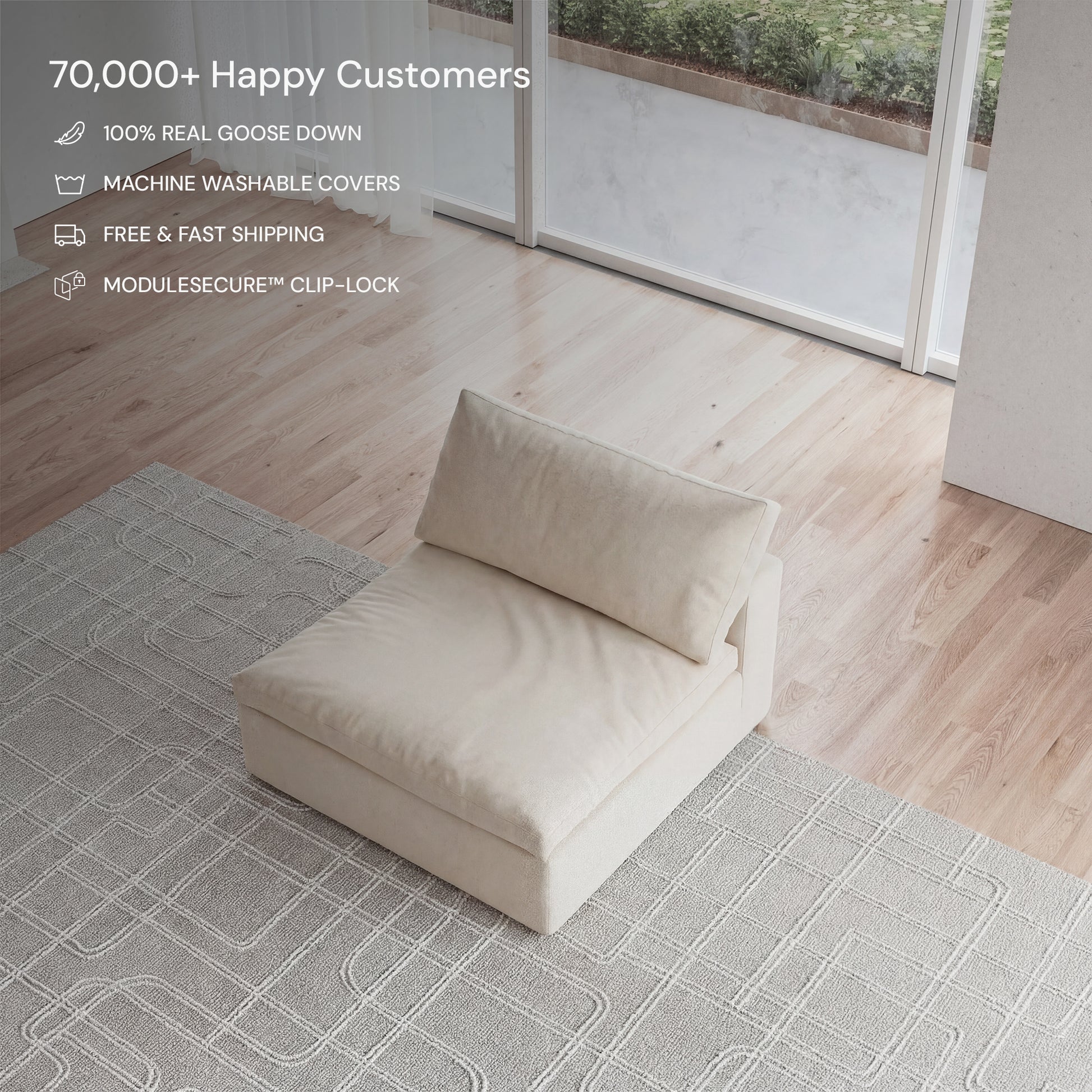CloudForm™ Middle Armless Modular Sofa | Cream