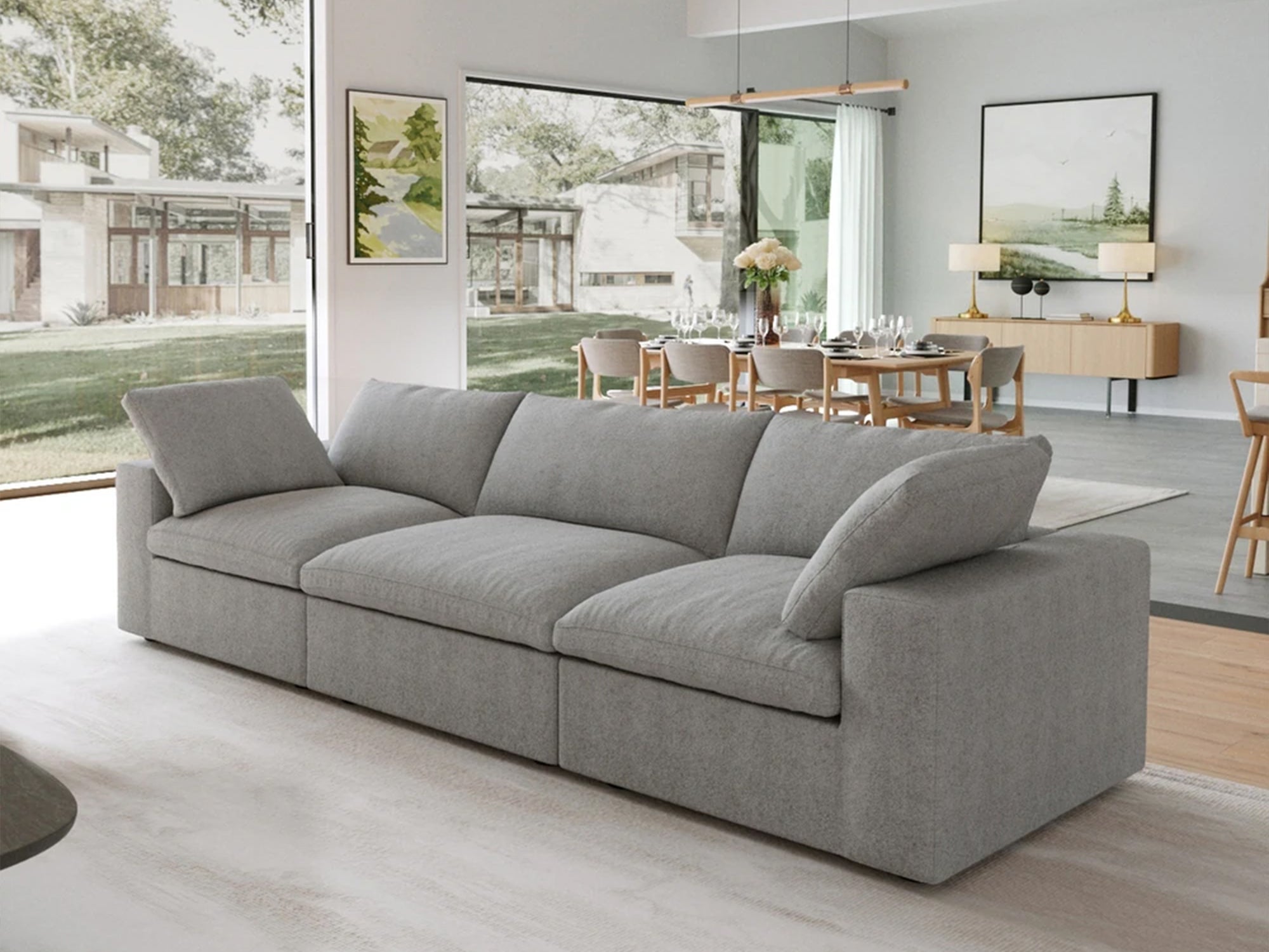 Sofatica® Modular 3-Seater Cloud Couch in Gray | Performance Fabric.