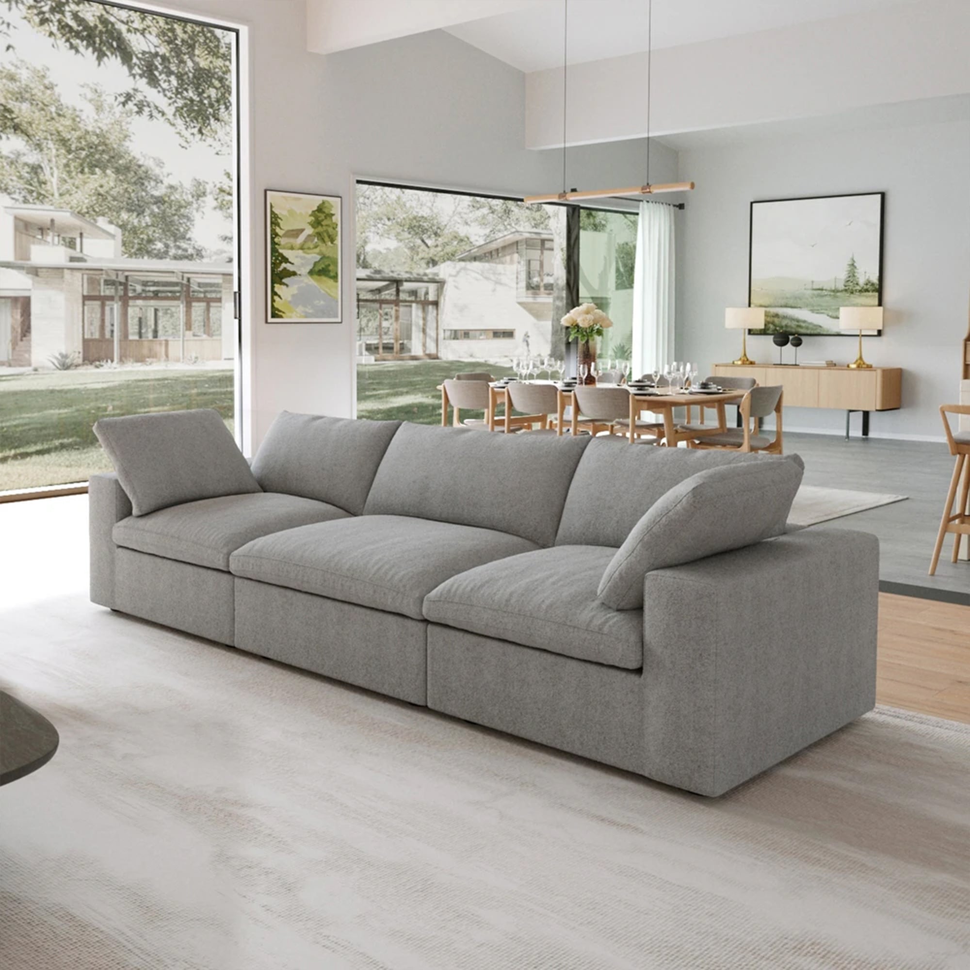 Sofatica® Modular 3-Seater Cloud Couch in Gray | Performance Fabric.