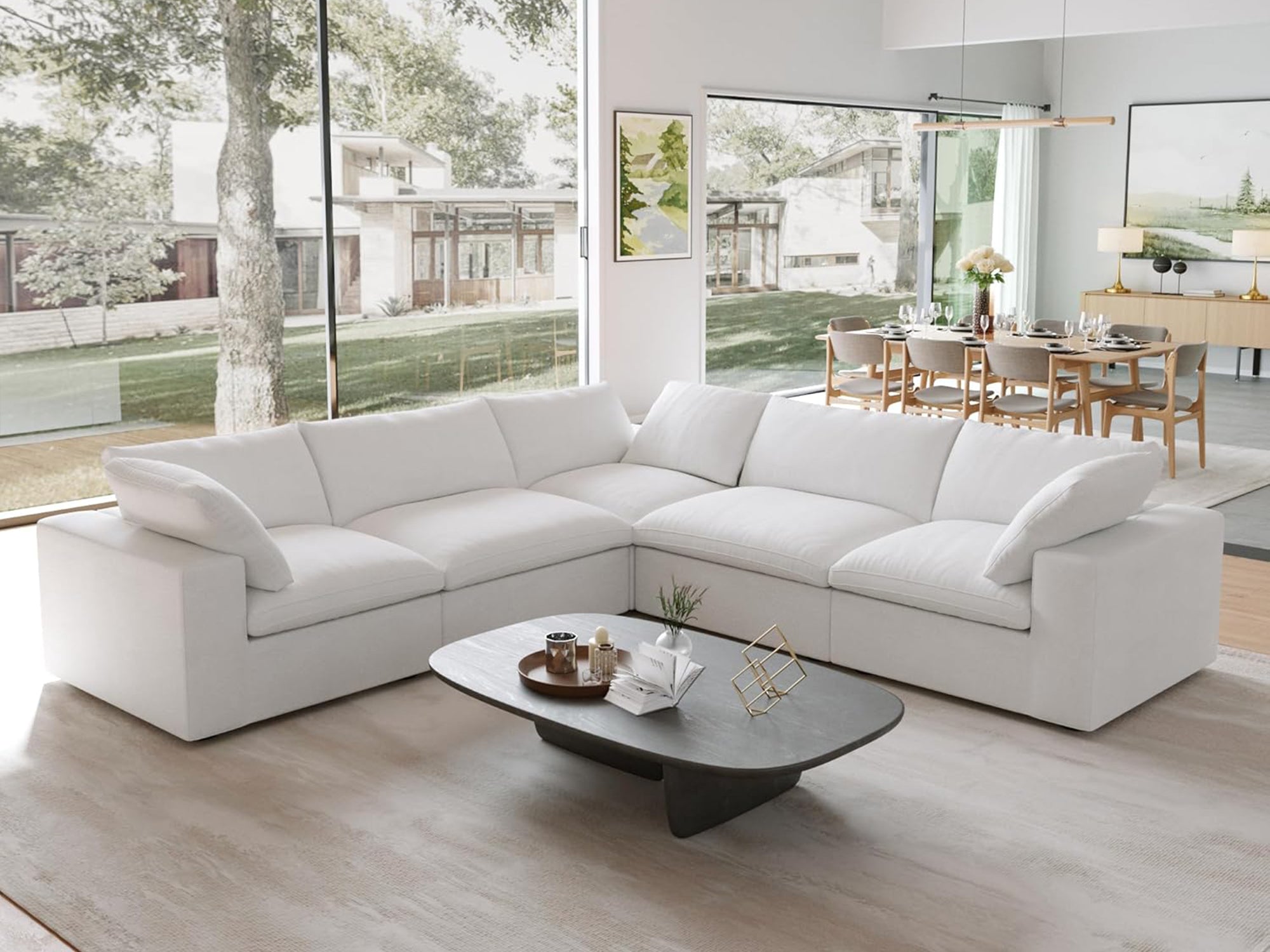 CloudForm™ 5-Seater Modular L-Sofa | White.